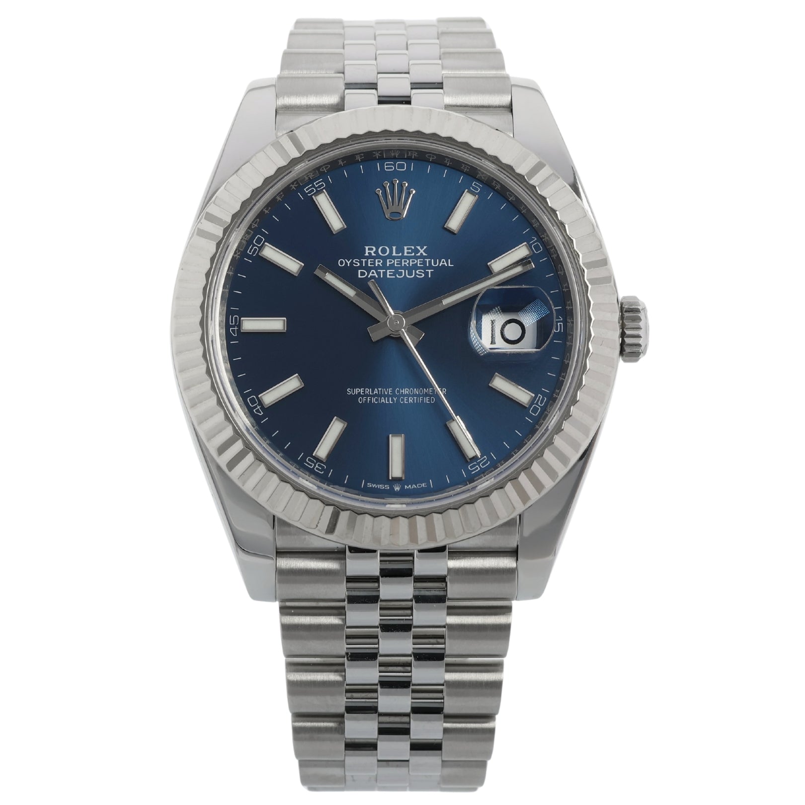 Rolex Datejust 41, blaues Zifferblatt, Jubilee, Ref. 126334, 07 - 2023, B+P - LUXUHRIA
