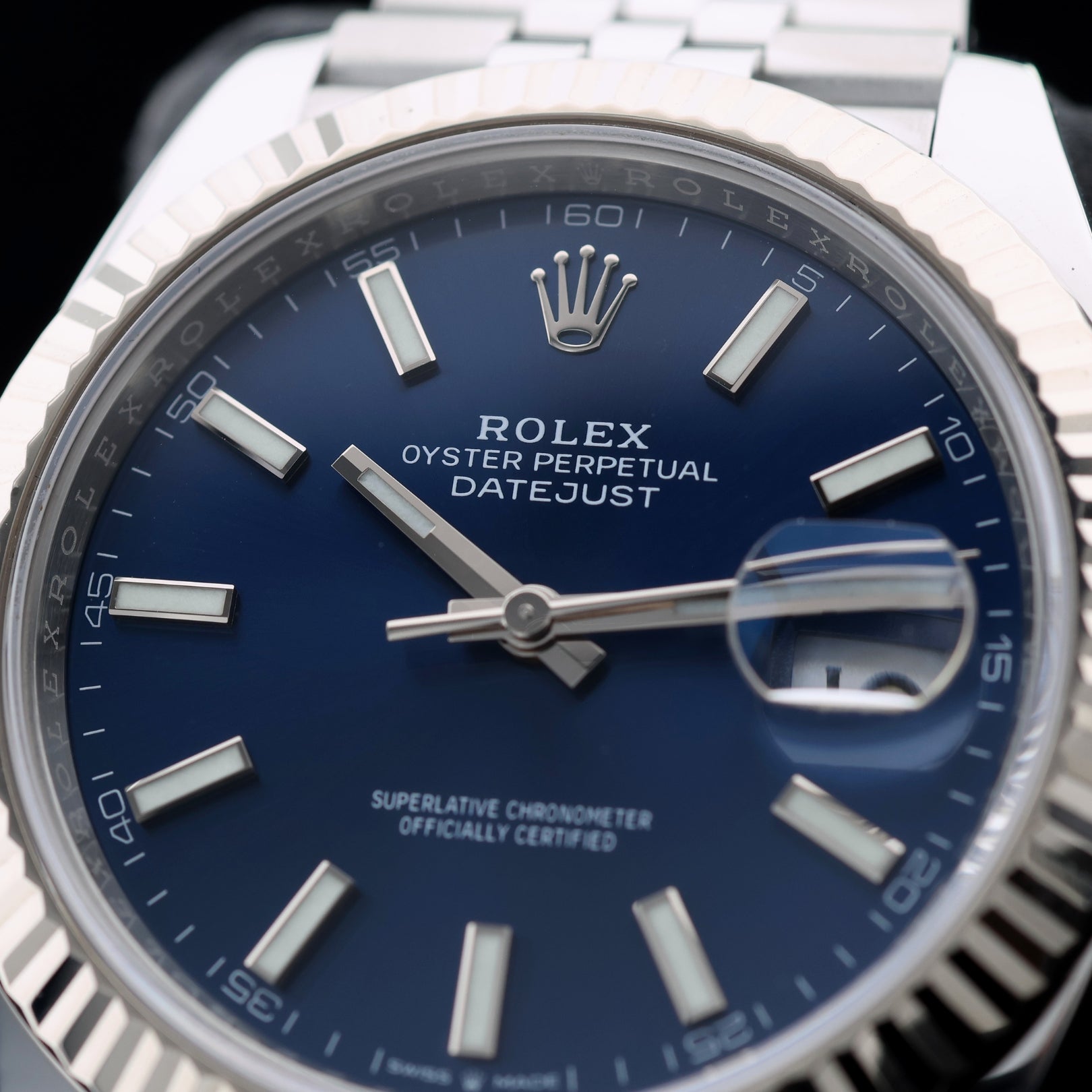 Rolex Datejust 41, blaues Zifferblatt, Jubilee, Ref. 126334, 07 - 2023, B+P - LUXUHRIA