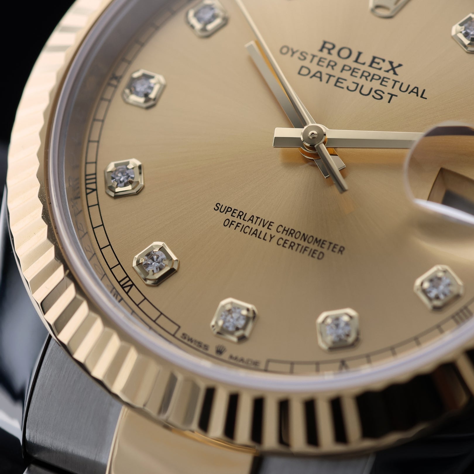 Rolex Datejust 41, Gold/Stahl, Oyster, champagner Diamanten, Ref. 126333, B+P - LUXUHRIA