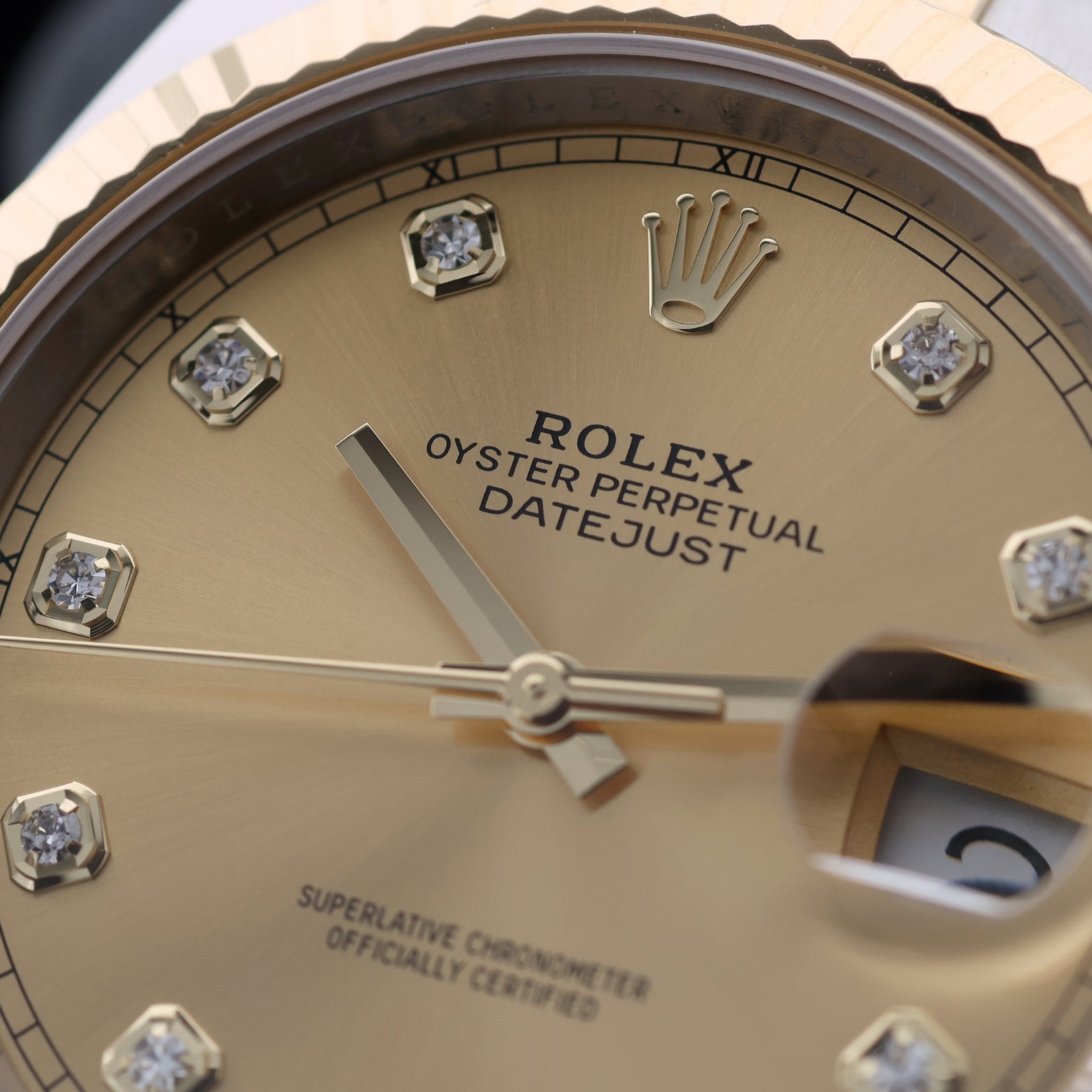 Rolex Datejust 41, Gold/Stahl, Oyster, champagner Diamanten, Ref. 126333, B+P - LUXUHRIA