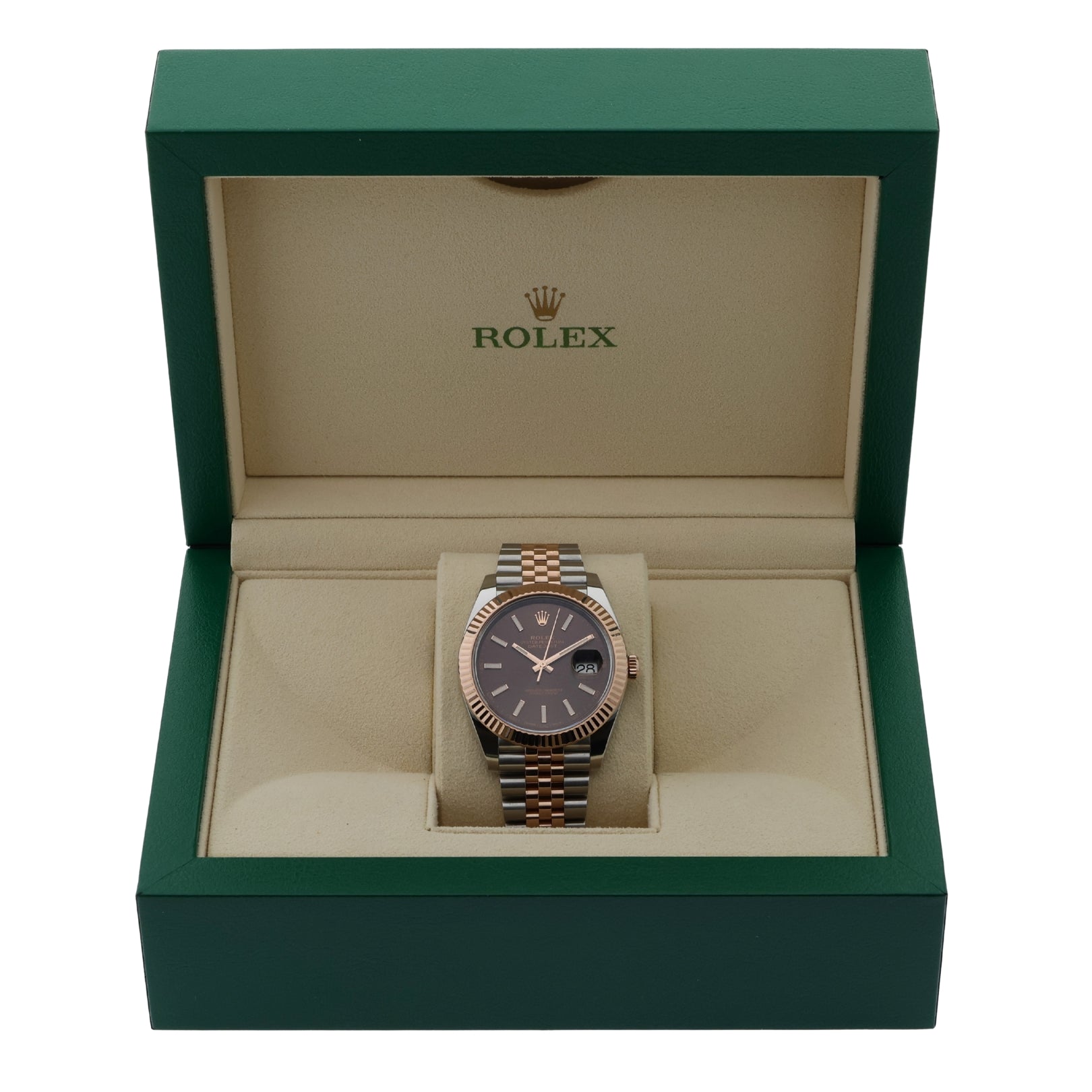 Rolex Datejust 41, Jubilee, Rolesor Everose, Chocolate Dial, Ref. 126331, 2019, B+P - LUXUHRIA
