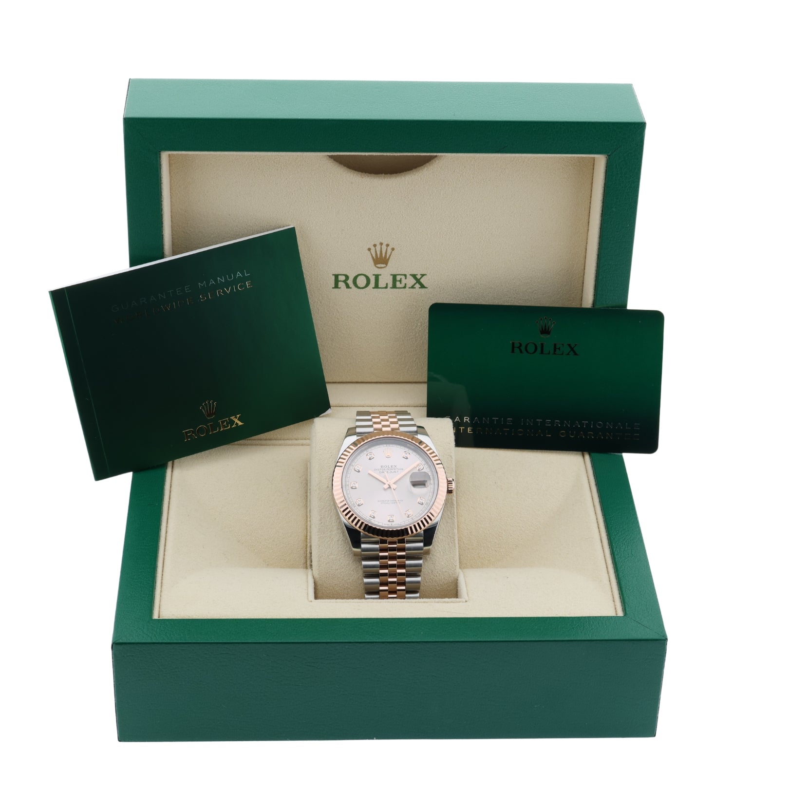 Rolex Datejust 41, Jubilee, Rolesor Everose, Sundust Diamond Dial, Ref. 126331, B+P - LUXUHRIA