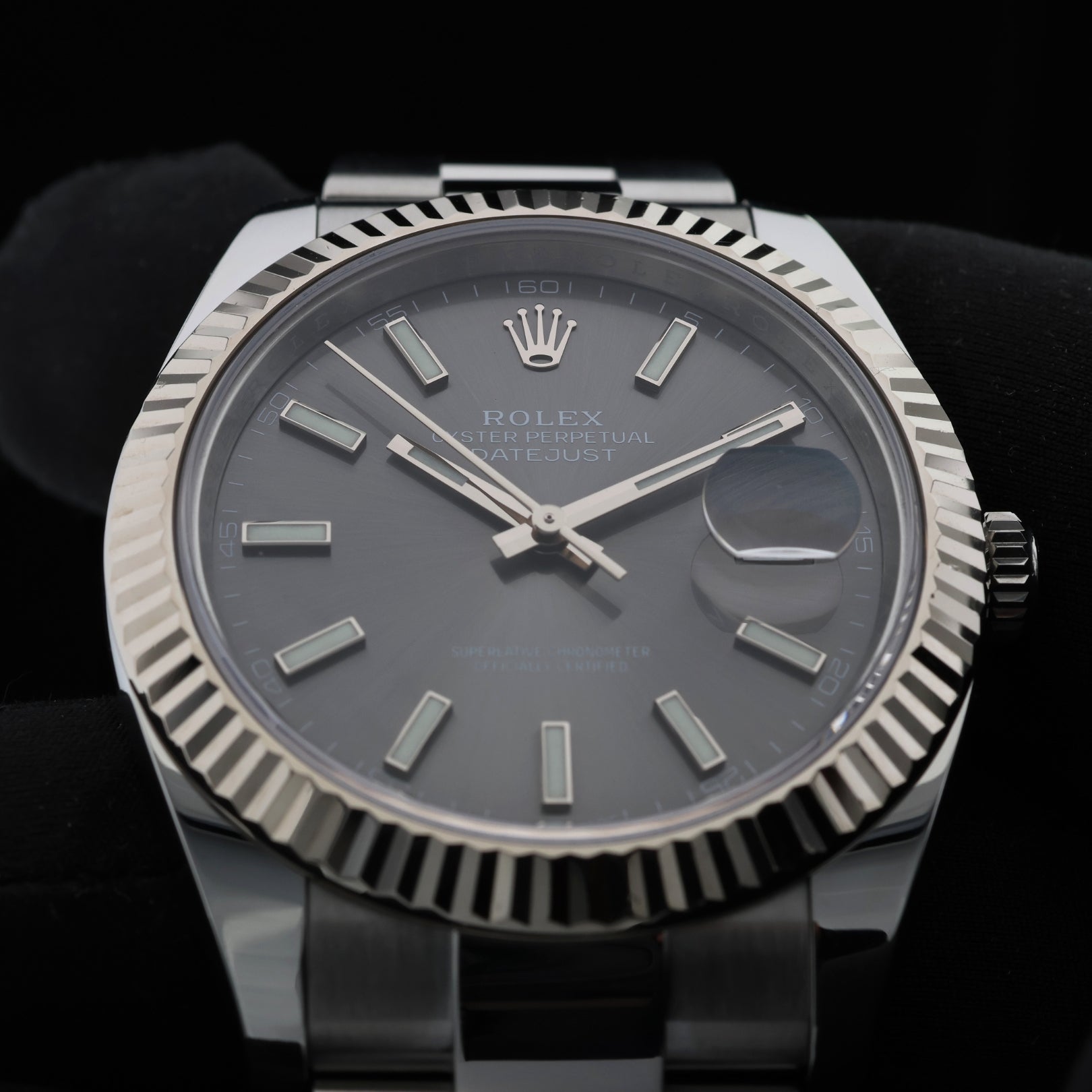 Rolex Datejust 41, Ref. 126334, Graues Zifferblatt, Rhodium, B+P - LUXUHRIA