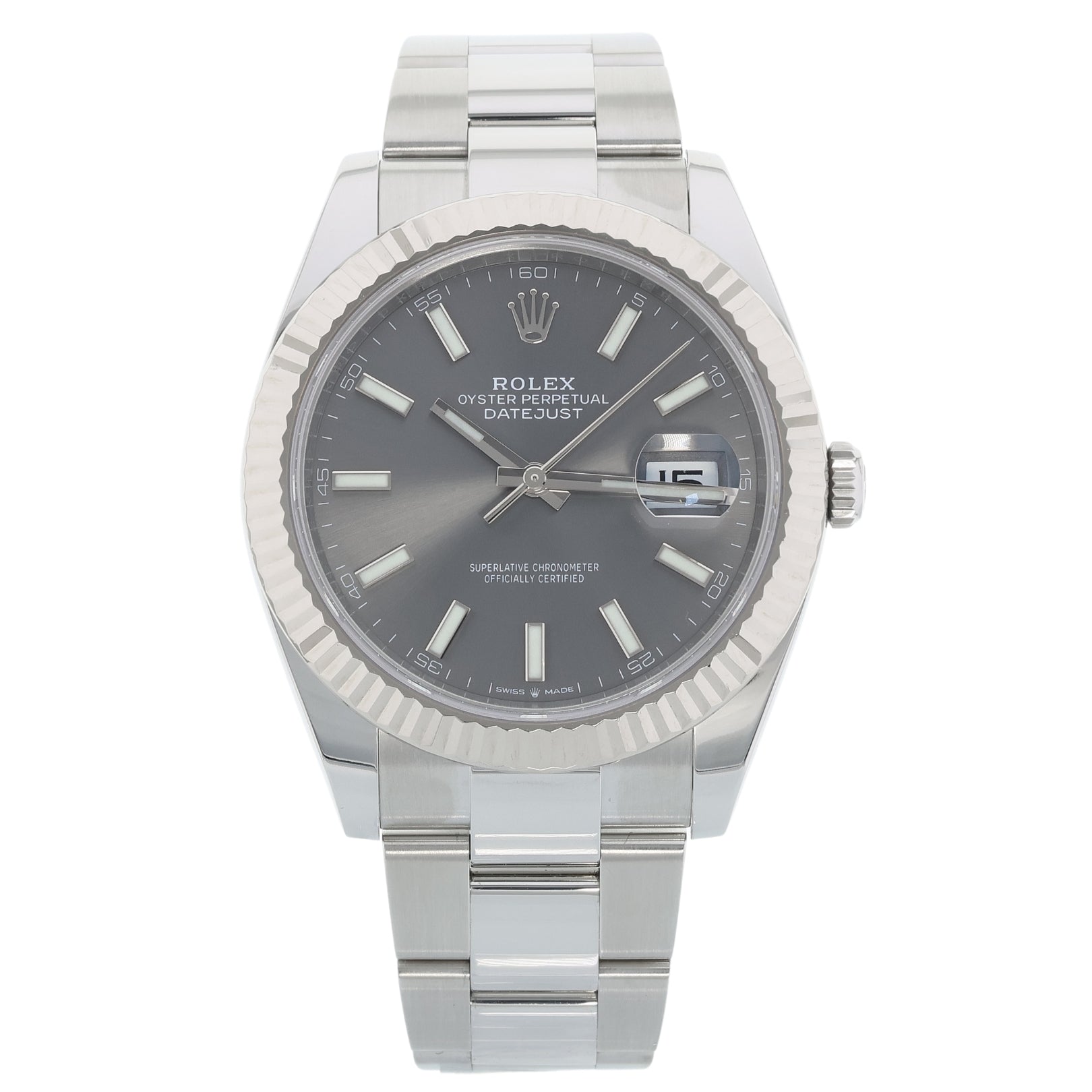 Rolex Datejust 41, Ref. 126334, Graues Zifferblatt, Rhodium, B+P - LUXUHRIA