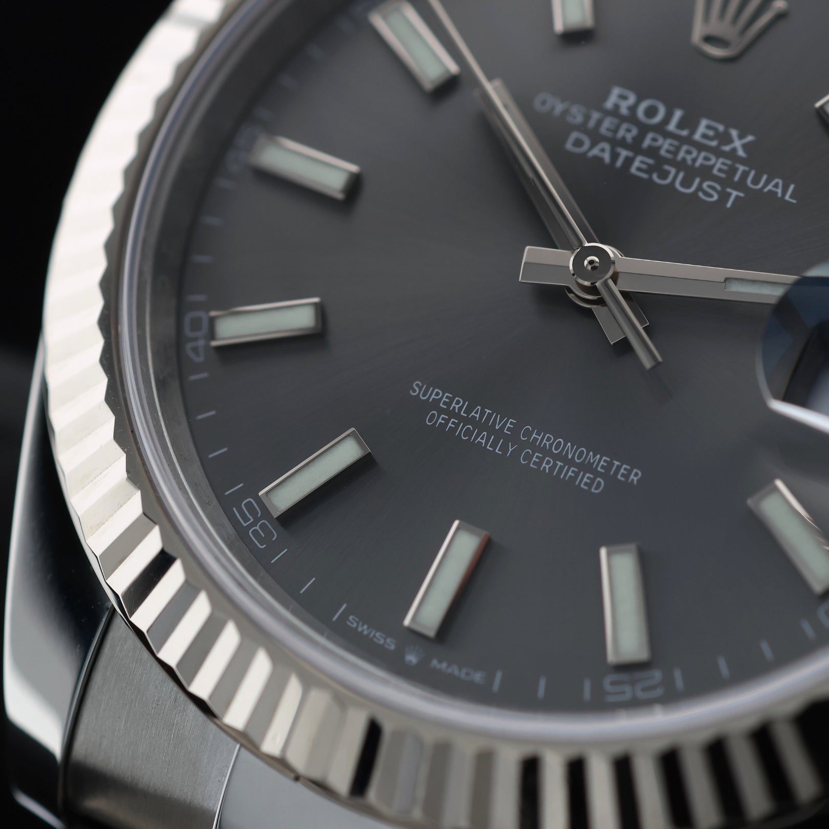 Rolex Datejust 41, Ref. 126334, Graues Zifferblatt, Rhodium, B+P - LUXUHRIA