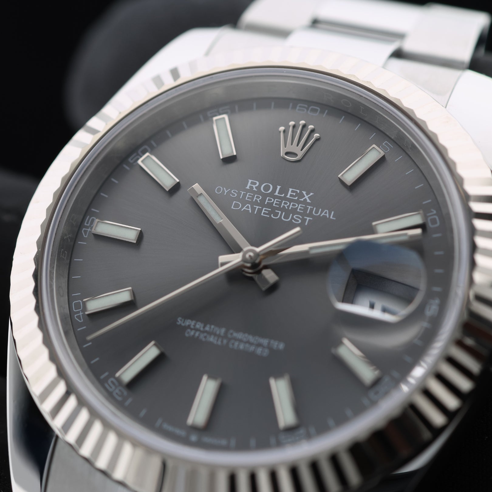 Rolex Datejust 41, Ref. 126334, Graues Zifferblatt, Rhodium, B+P - LUXUHRIA