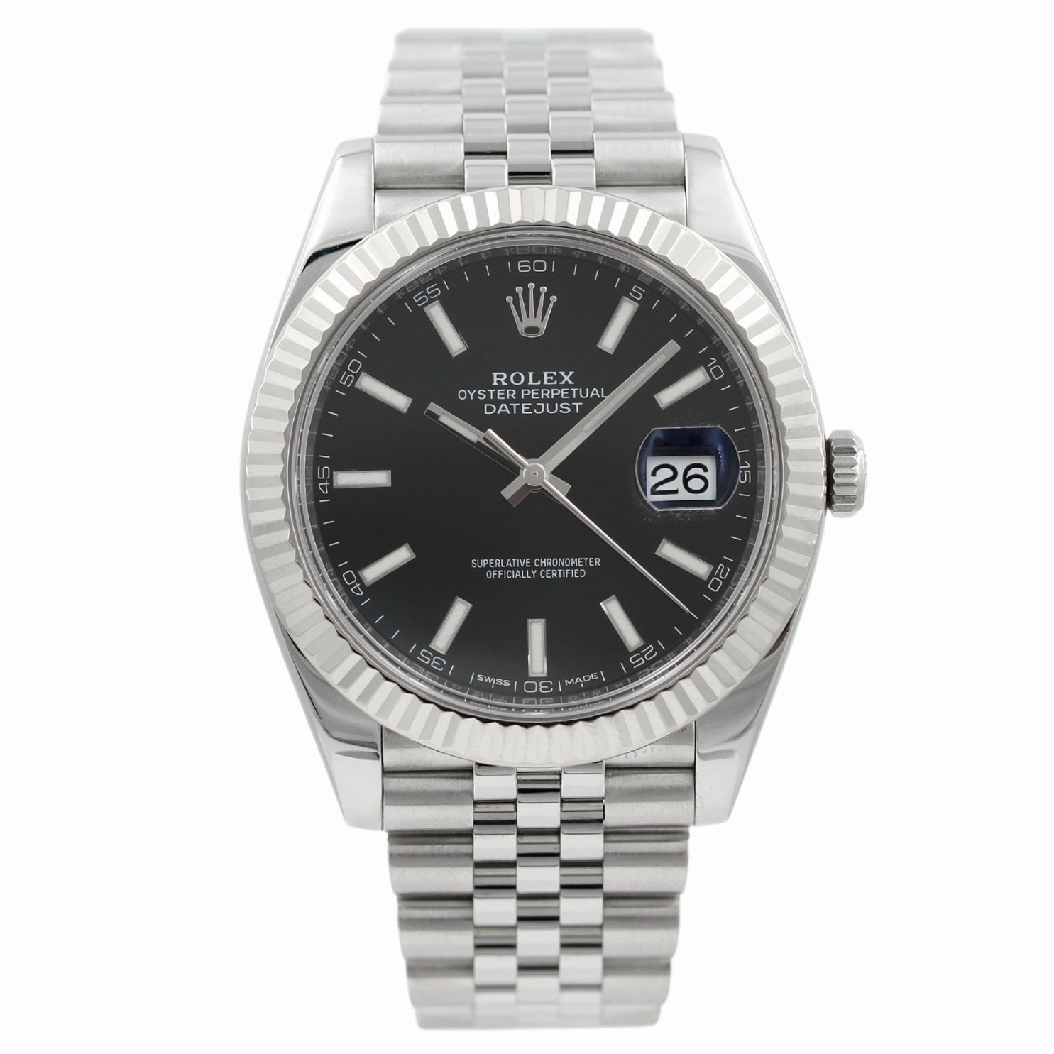 Rolex Datejust 41, Weissgold/Stahl, Schwarz, Jubilee - Armband, Ref. 126334, 12 - 2019, B+P - LUXUHRIA