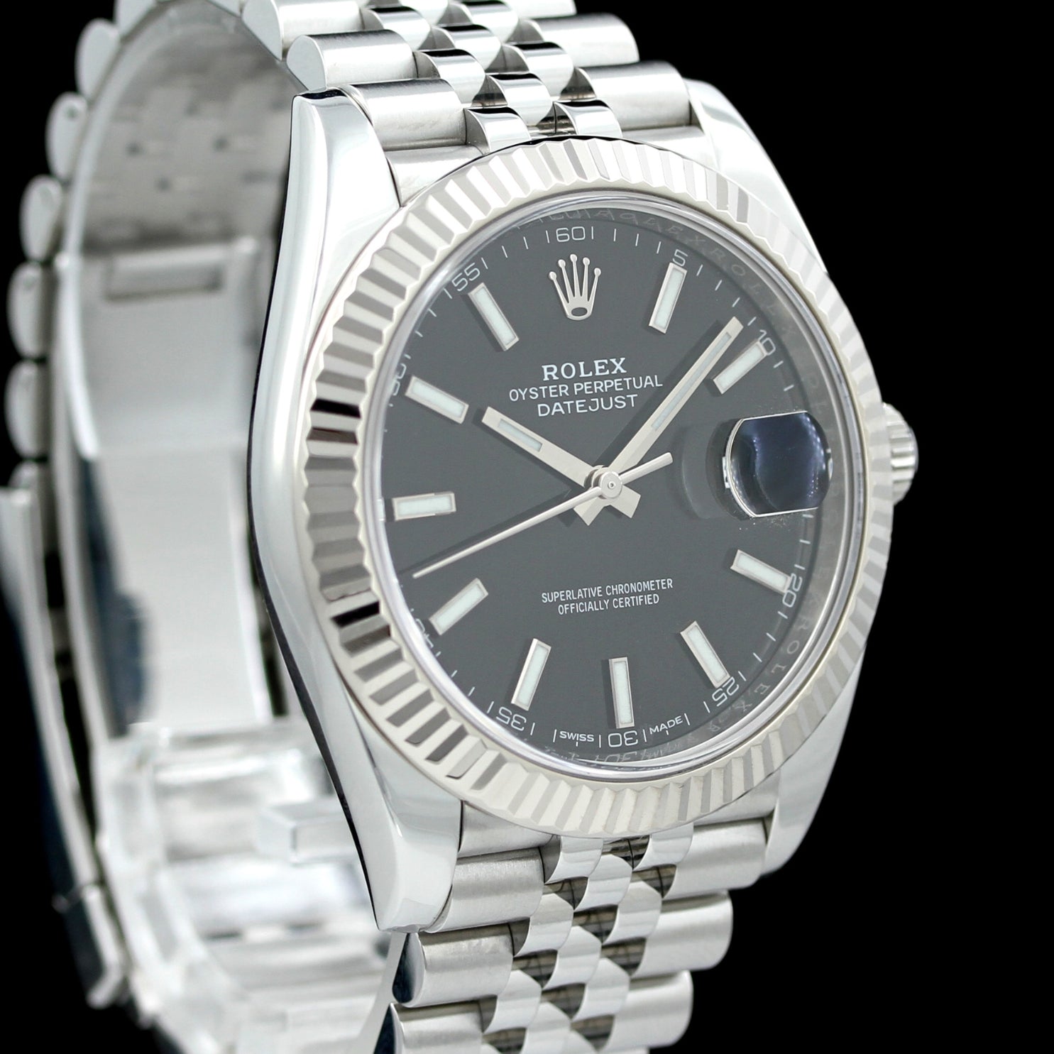 Rolex Datejust 41, Weissgold/Stahl, Schwarz, Jubilee - Armband, Ref. 126334, 12 - 2019, B+P - LUXUHRIA