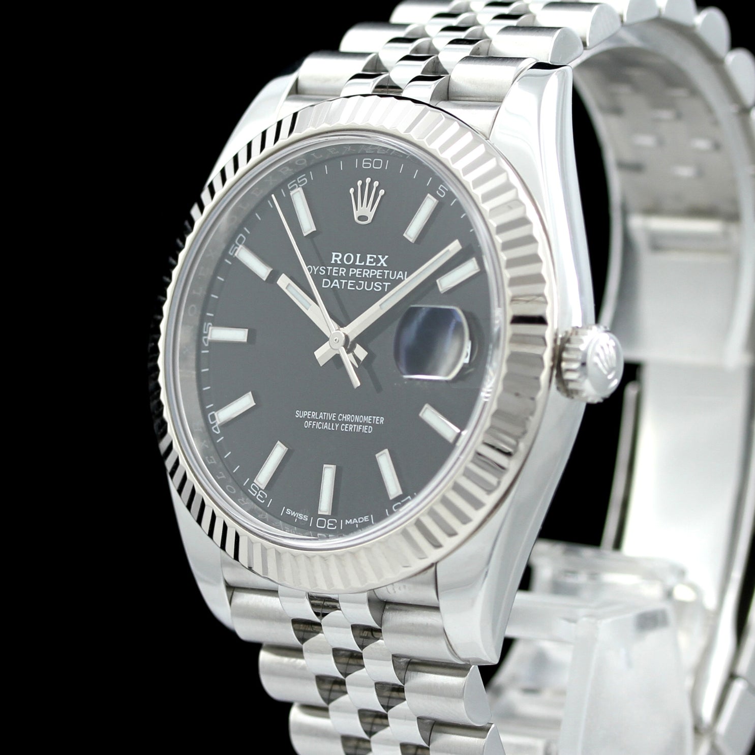 Rolex Datejust 41, Weissgold/Stahl, Schwarz, Jubilee - Armband, Ref. 126334, 12 - 2019, B+P - LUXUHRIA