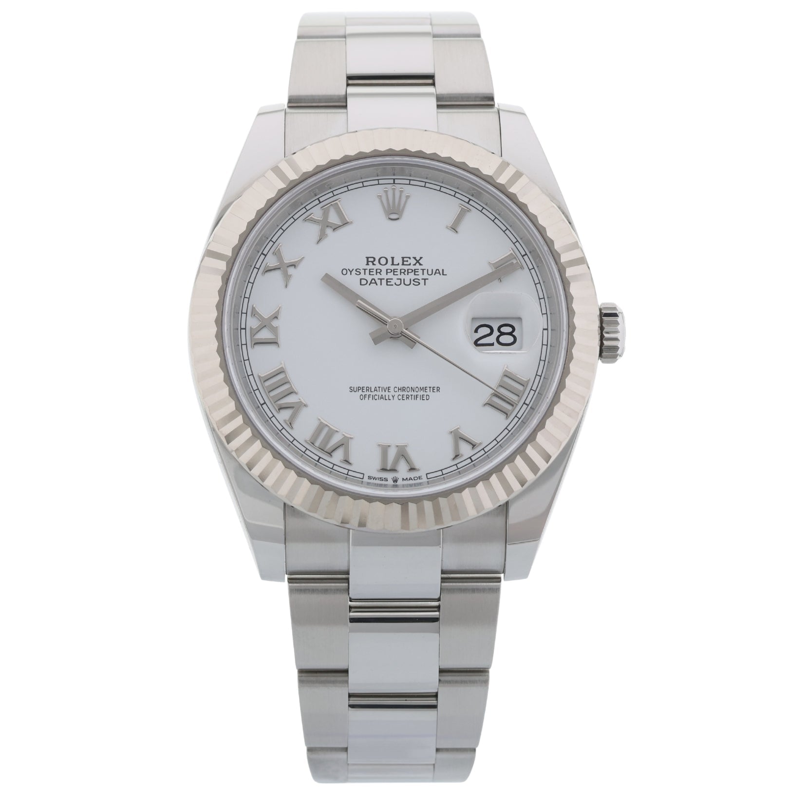 Rolex Datejust 41, White Roman Dial, Oyster, Ref. 126334, 2022, B+P - LUXUHRIA