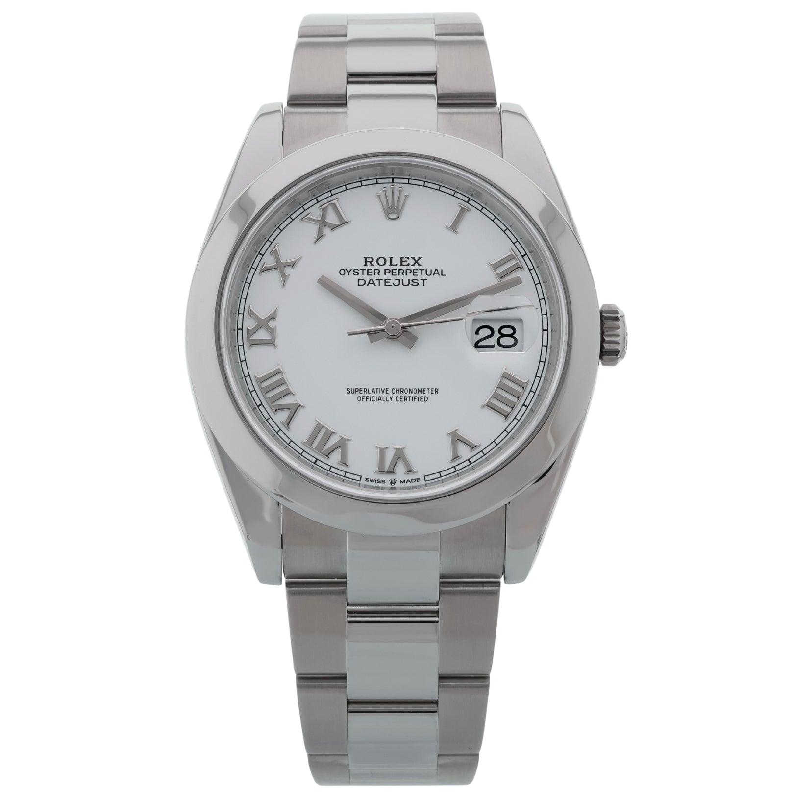 Rolex Datejust 41, White Roman Dial, Oyster, Rolex - Service 10 - 2025, Ref. 126300, 10 - 2019, B+P - LUXUHRIA