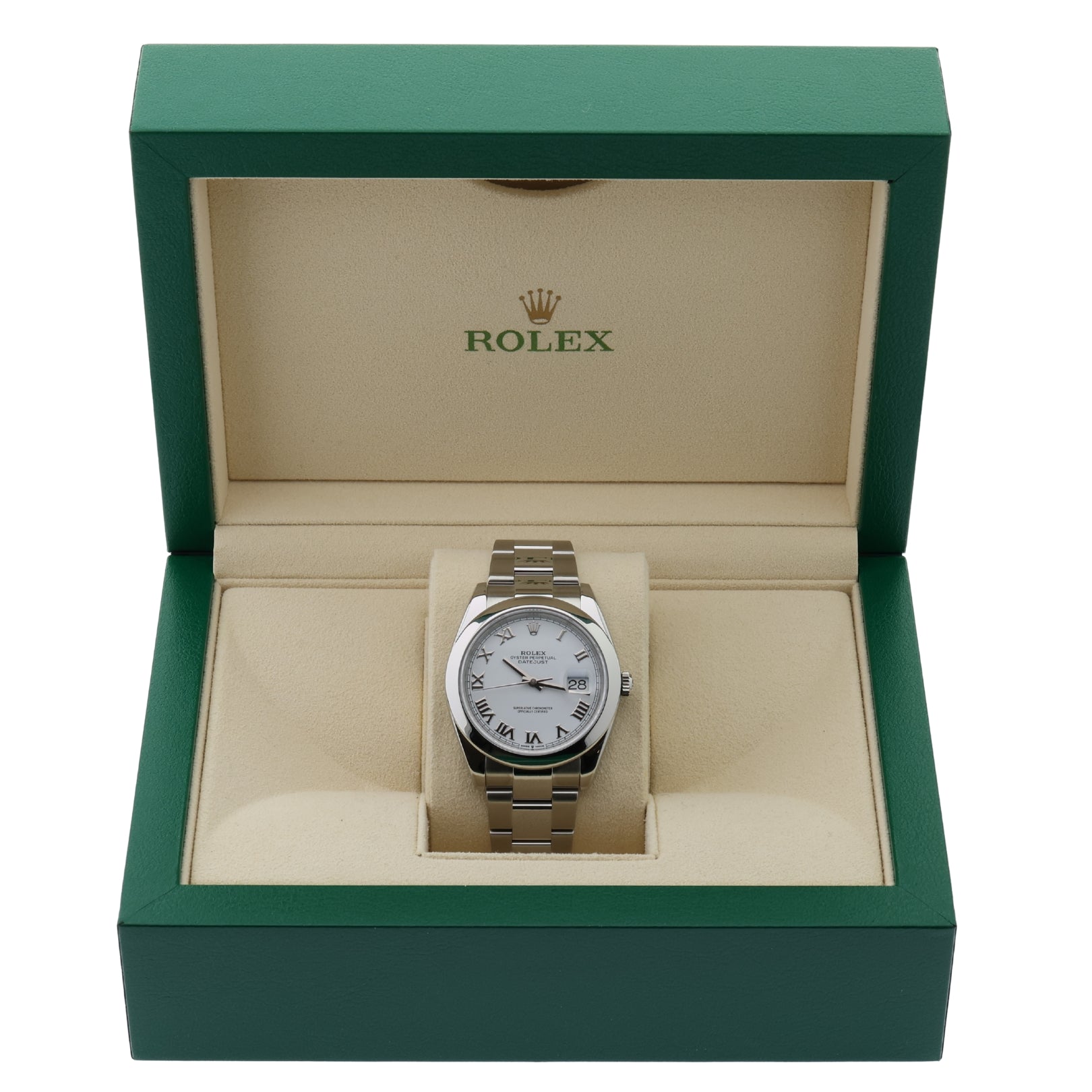 Rolex Datejust 41, White Roman Dial, Oyster, Rolex - Service 10 - 2025, Ref. 126300, 10 - 2019, B+P - LUXUHRIA