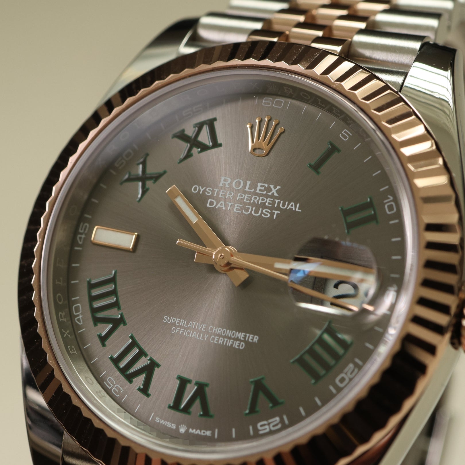 Rolex Datejust 41, Wimbledon Dial, Jubilee, Rolesor Everose, Ref. 126331, 12-2019, B+P - LUXUHRIA