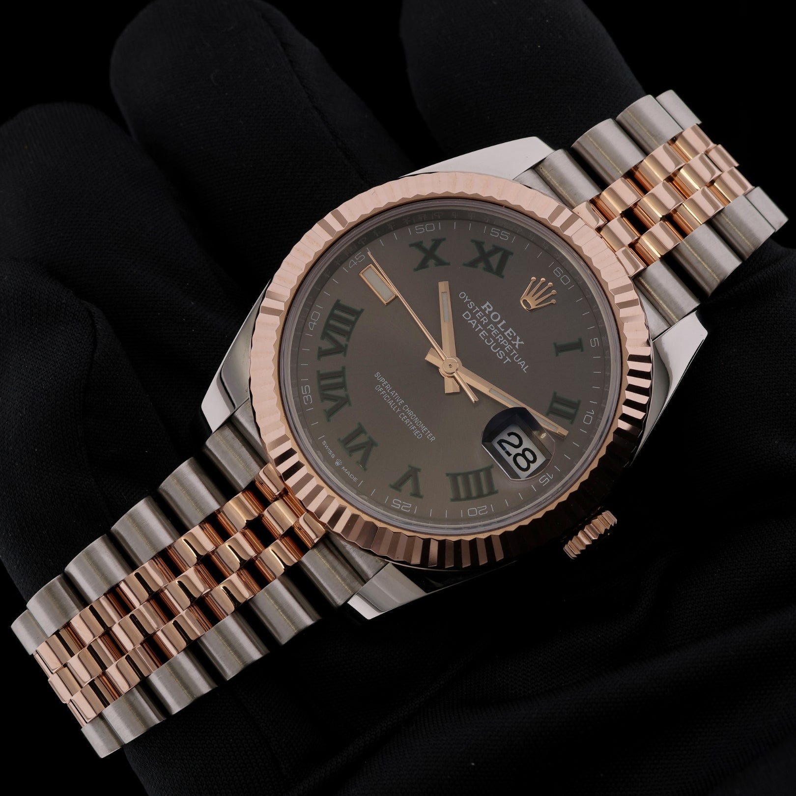 Rolex Datejust 41, Wimbledon Dial, Jubilee, Rolesor Everose, Ref. 126331, 12-2019, B+P - LUXUHRIA