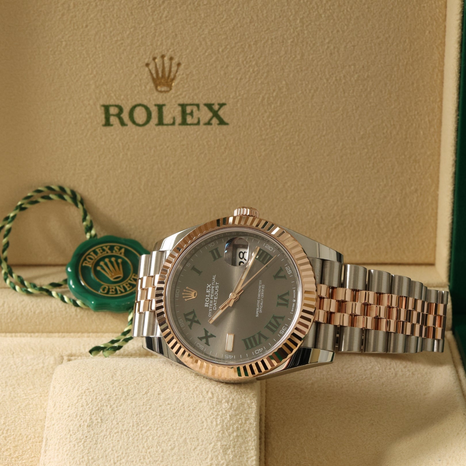 Rolex Datejust 41, Wimbledon Dial, Jubilee, Rolesor Everose, Ref. 126331, 12-2019, B+P - LUXUHRIA