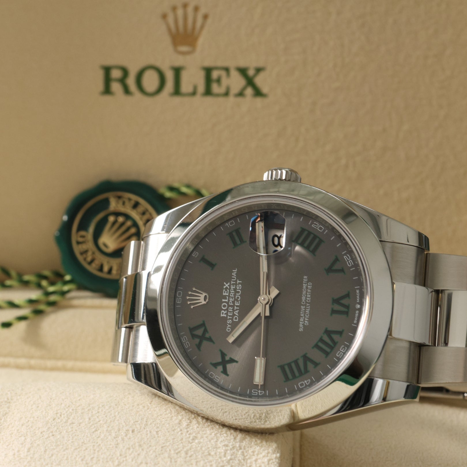 Rolex Datejust 41, Wimbledon Dial, Oyster, Ref. 126300, 2022, B+P - LUXUHRIA