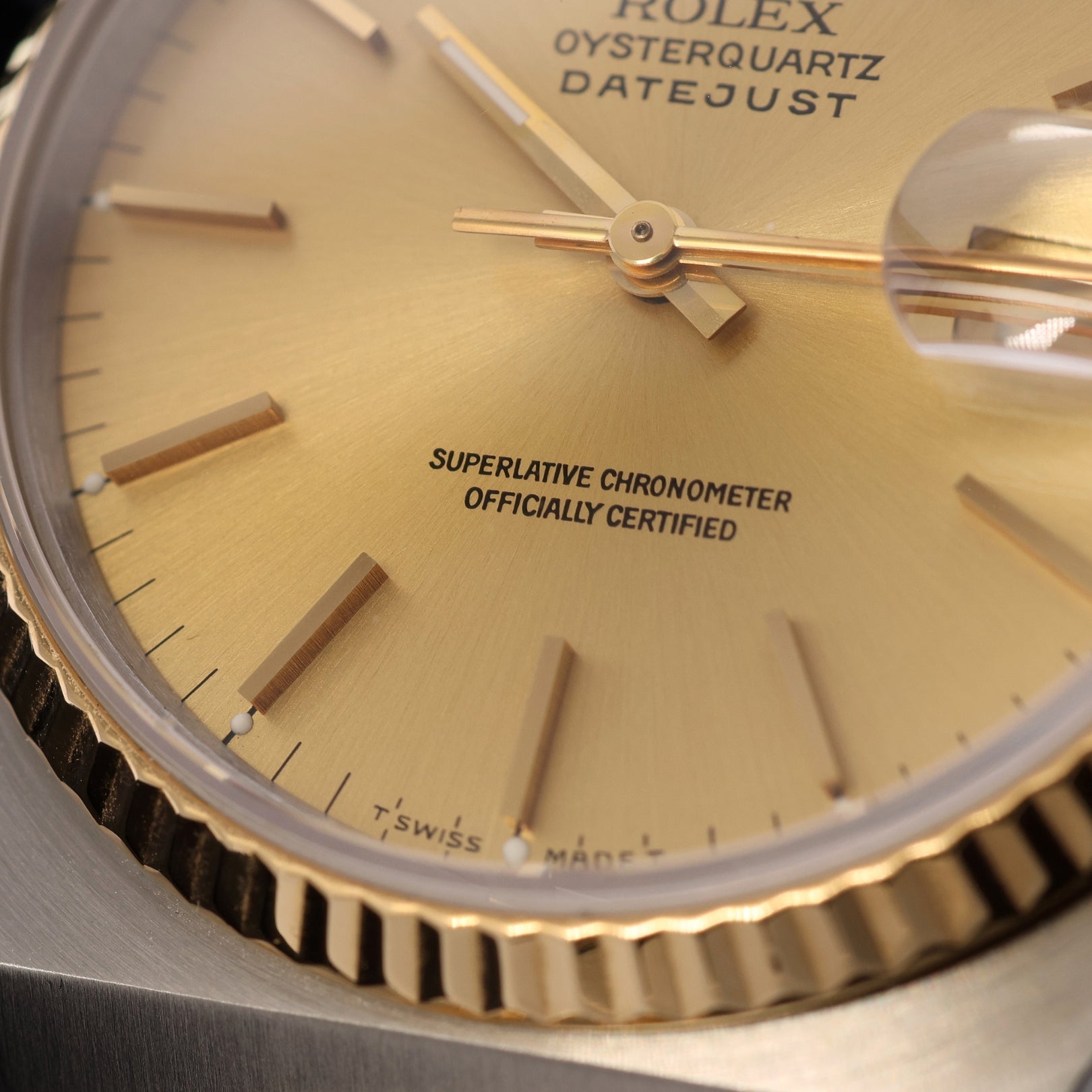 Rolex Datejust Oysterquarz, Gelbgold/Edelstahl, Champagner Dial, Ref. 17013, B+P - LUXUHRIA