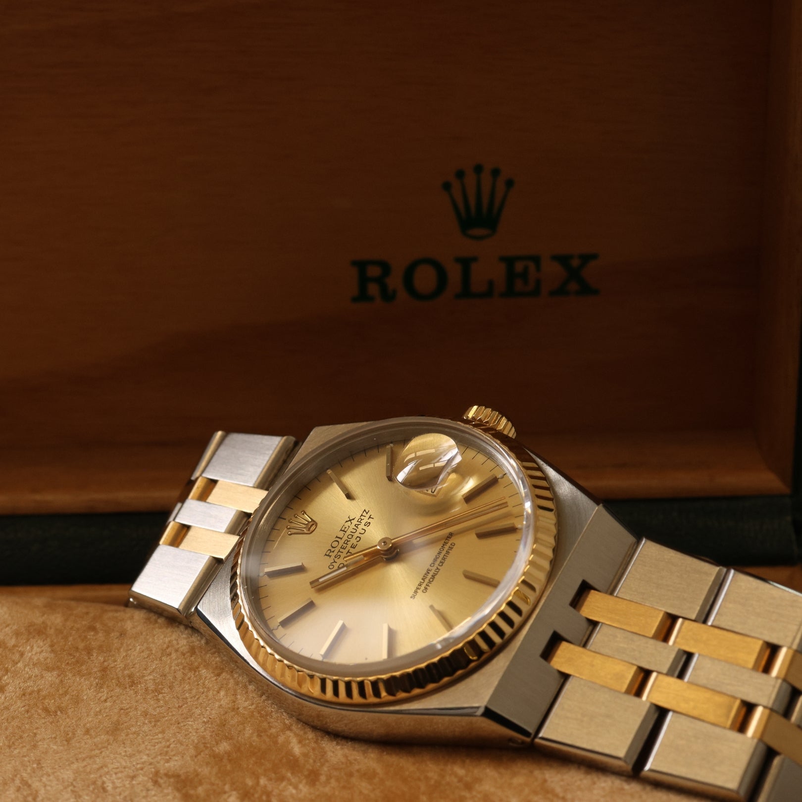Rolex Datejust Oysterquarz, Gelbgold/Edelstahl, Champagner Dial, Ref. 17013, B+P - LUXUHRIA