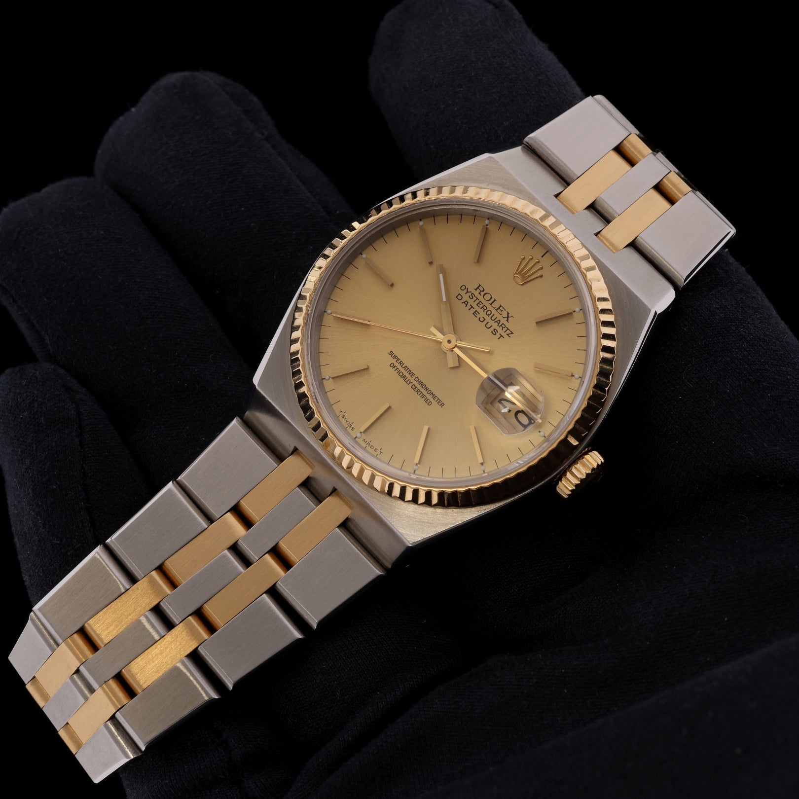 Rolex Datejust Oysterquarz, Gelbgold/Edelstahl, Champagner Dial, Ref. 17013, B+P - LUXUHRIA