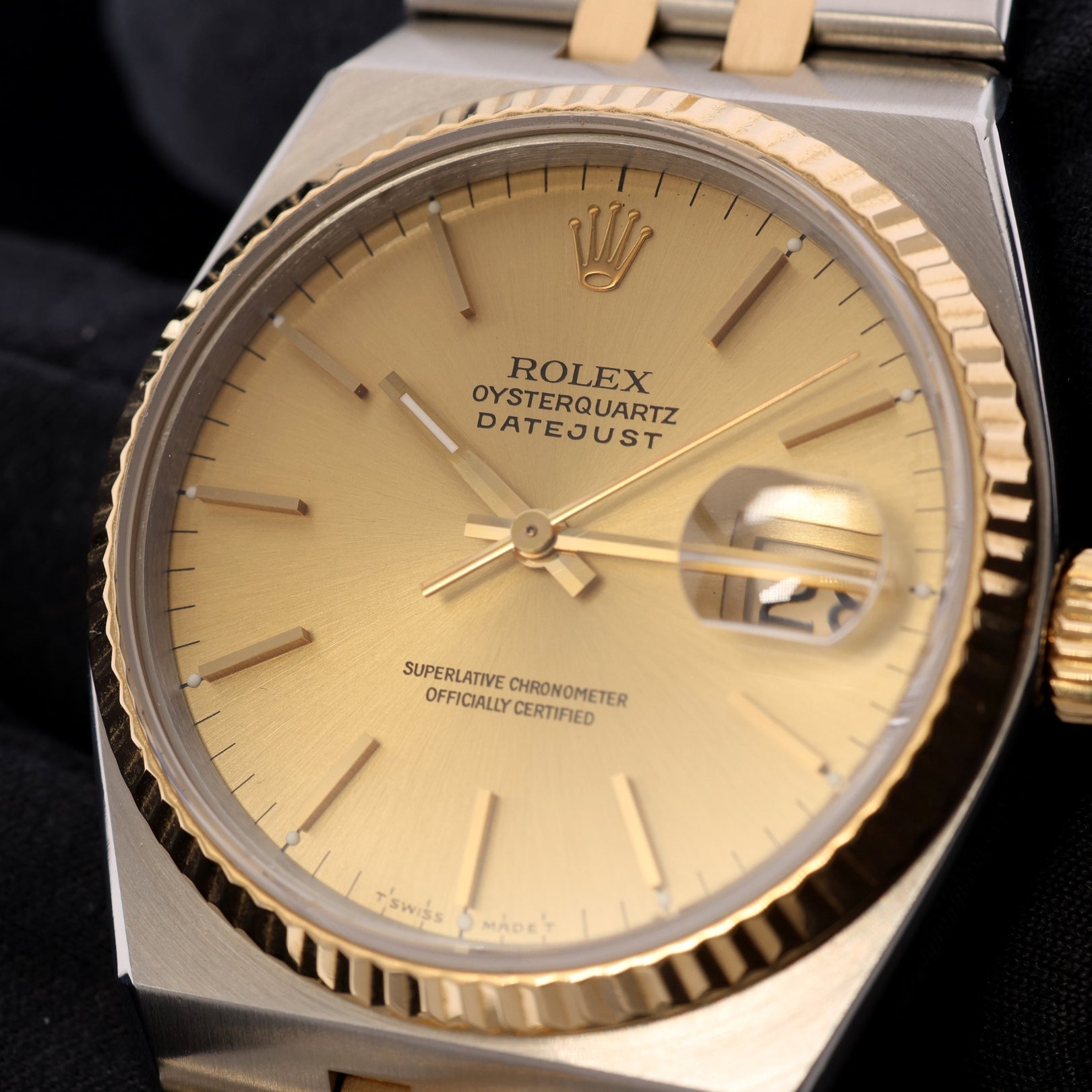 Rolex Datejust Oysterquarz, Gelbgold/Edelstahl, Champagner Dial, Ref. 17013, B+P - LUXUHRIA