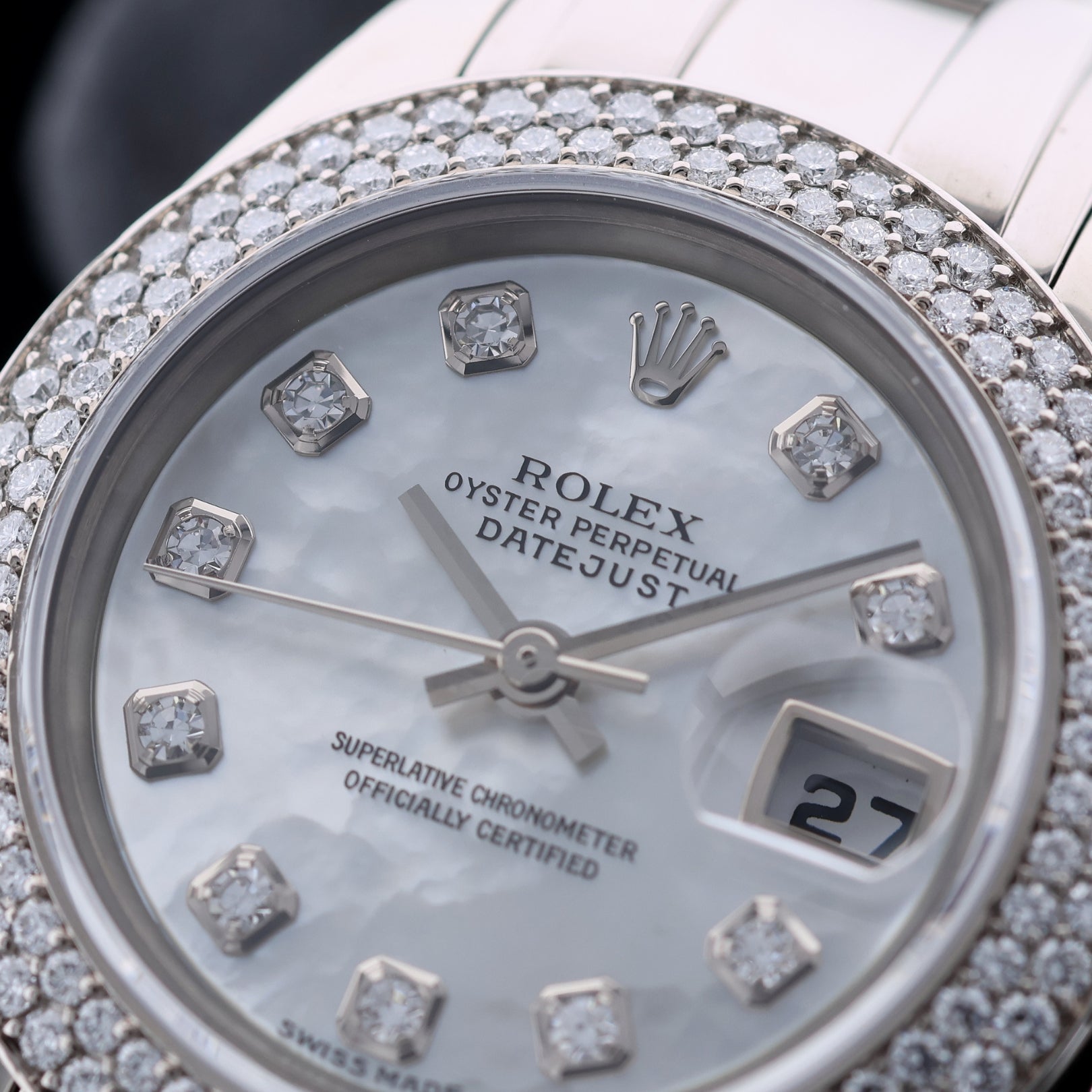 Rolex Datejust Pearlmaster, MOP Diamont, Perlmutt Diamant, Diamanten - Lünette, Weissgold, Ref. 80339, 11 - 2004, B+P - LUXUHRIA