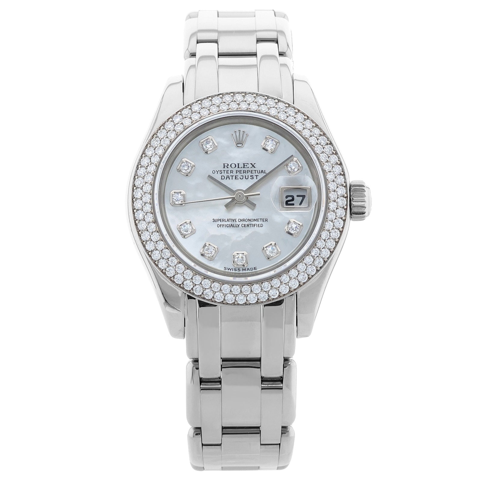 Rolex Datejust Pearlmaster, MOP Diamont, Perlmutt Diamant, Diamanten - Lünette, Weissgold, Ref. 80339, 11 - 2004, B+P - LUXUHRIA