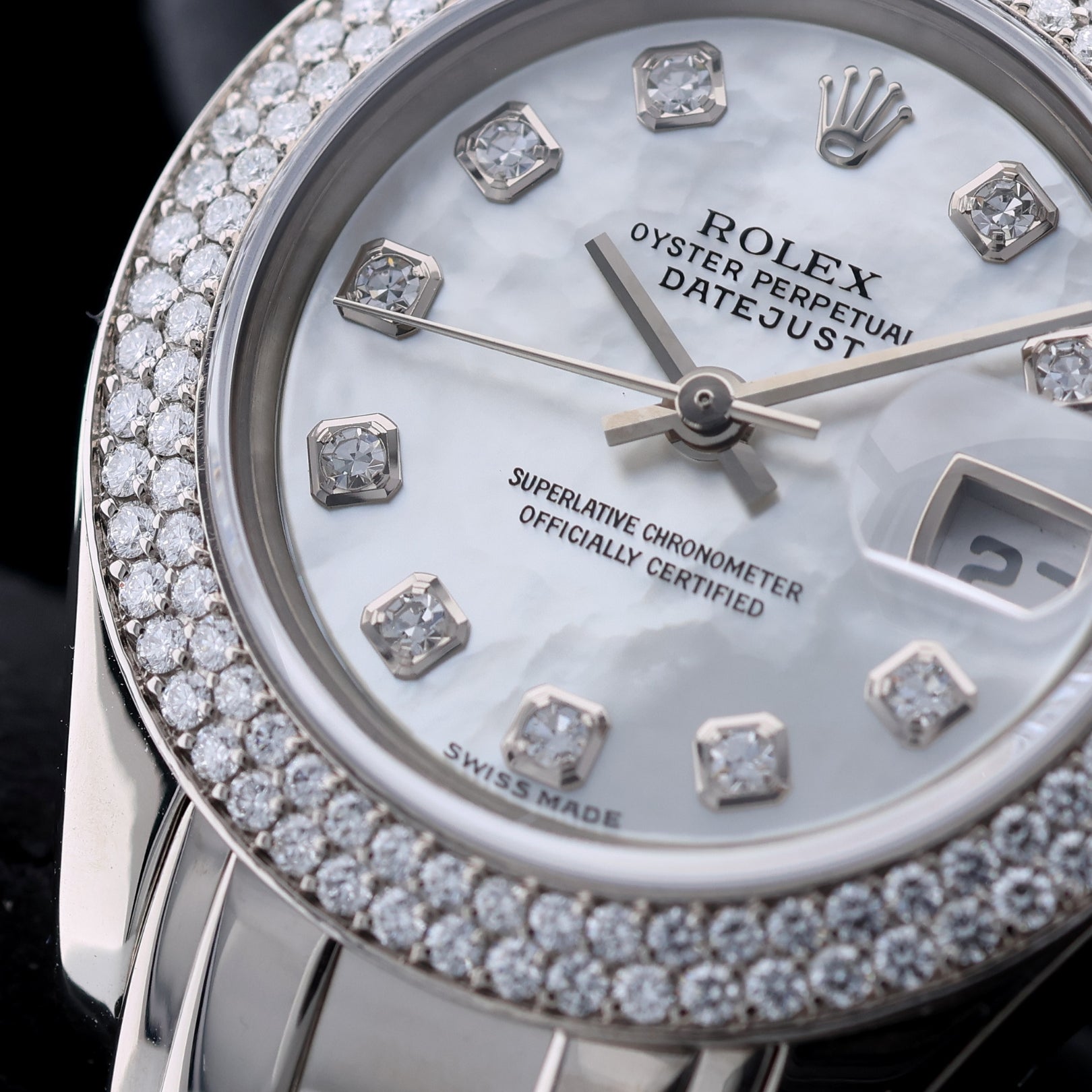 Rolex Datejust Pearlmaster, MOP Diamont, Perlmutt Diamant, Diamanten - Lünette, Weissgold, Ref. 80339, 11 - 2004, B+P - LUXUHRIA