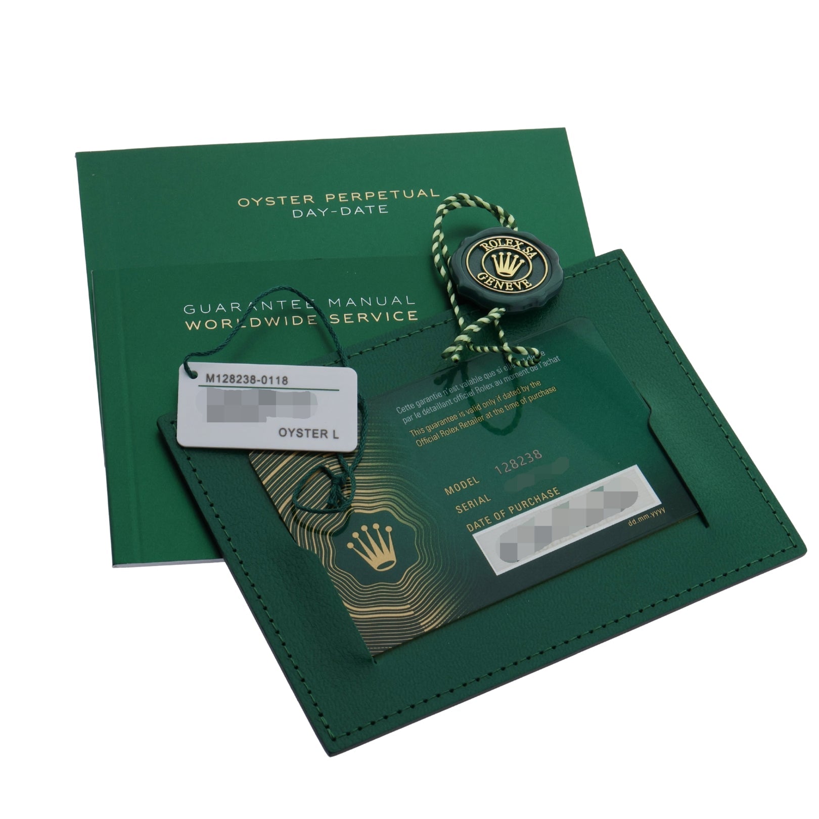 Rolex Day - Date 36, Gelbgold, Ombre Green Dial, Ref. 128238, 2025, B+P - LUXUHRIA