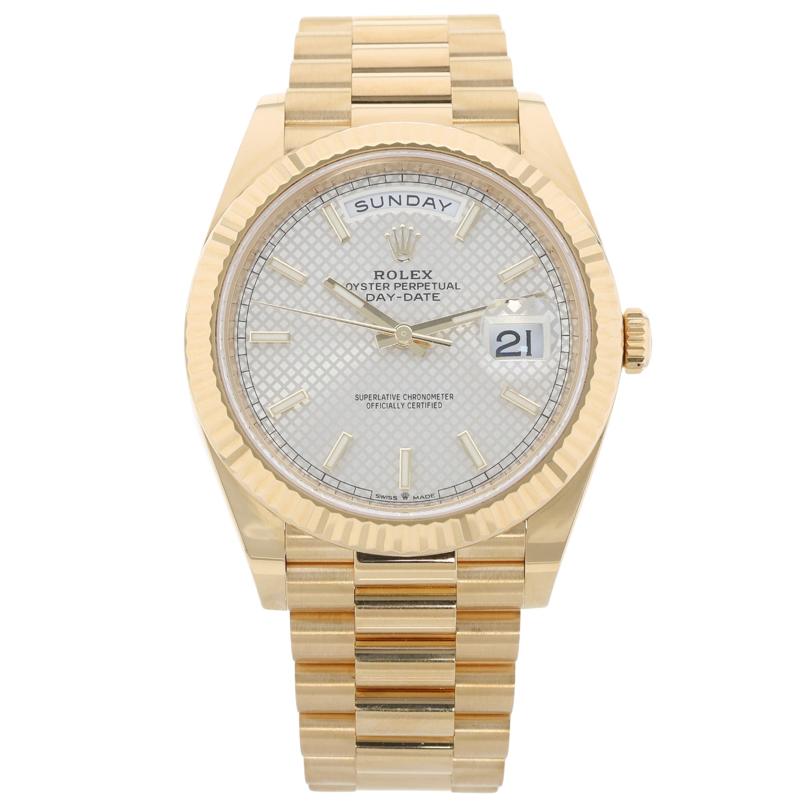 Rolex Day - Date 40mm, Silver Motiv Dial, Gelbgold, Ref. 228238, 07 - 2022, B+P - LUXUHRIA