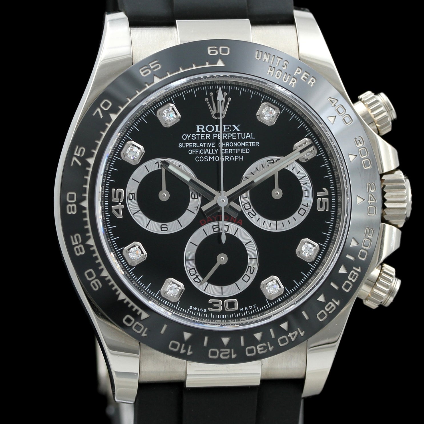 Rolex Daytona 40, Weißgold, Brillant schwarz Zifferblatt, Ref. 116519LN, 2022, B+P - LUXUHRIA