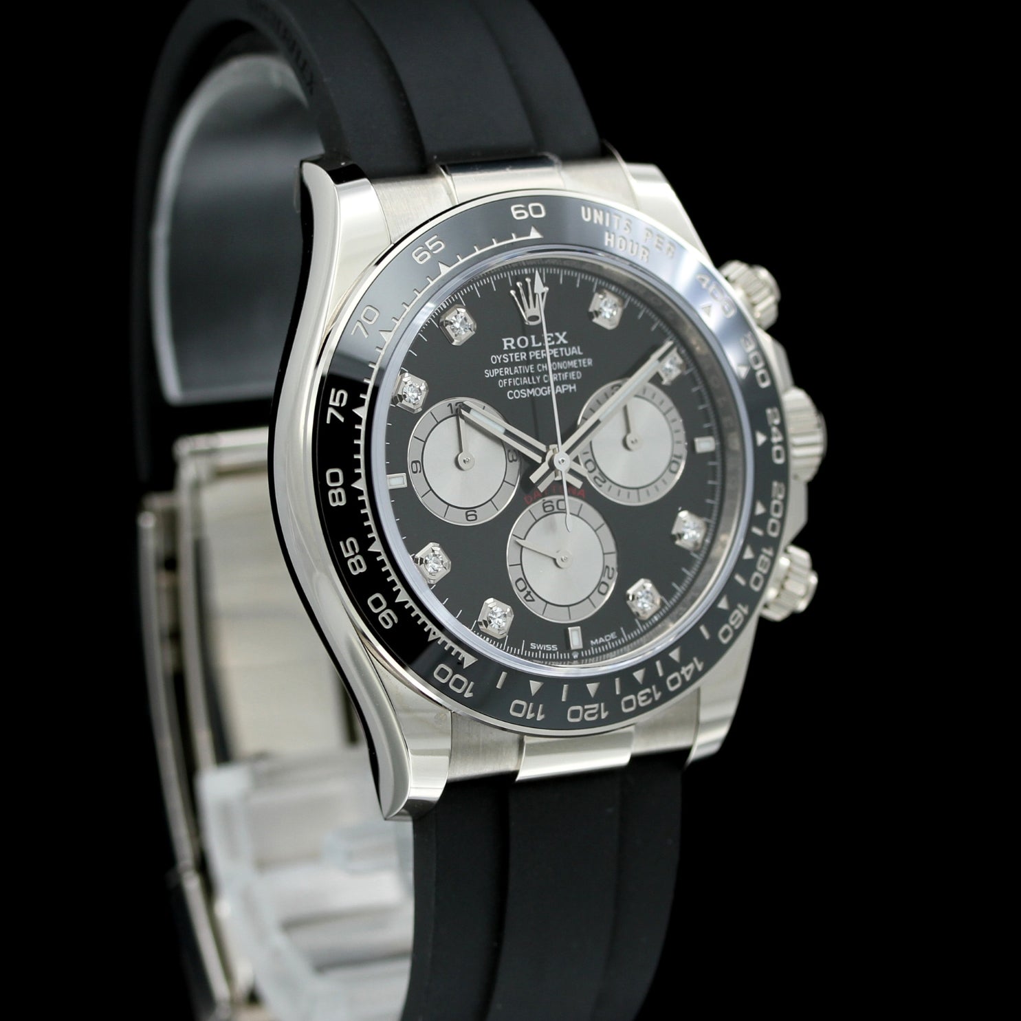 Rolex Daytona 40, Weißgold, Brillantbesatz, black Dial, Ref. 126519LN, 2024, B+P - LUXUHRIA