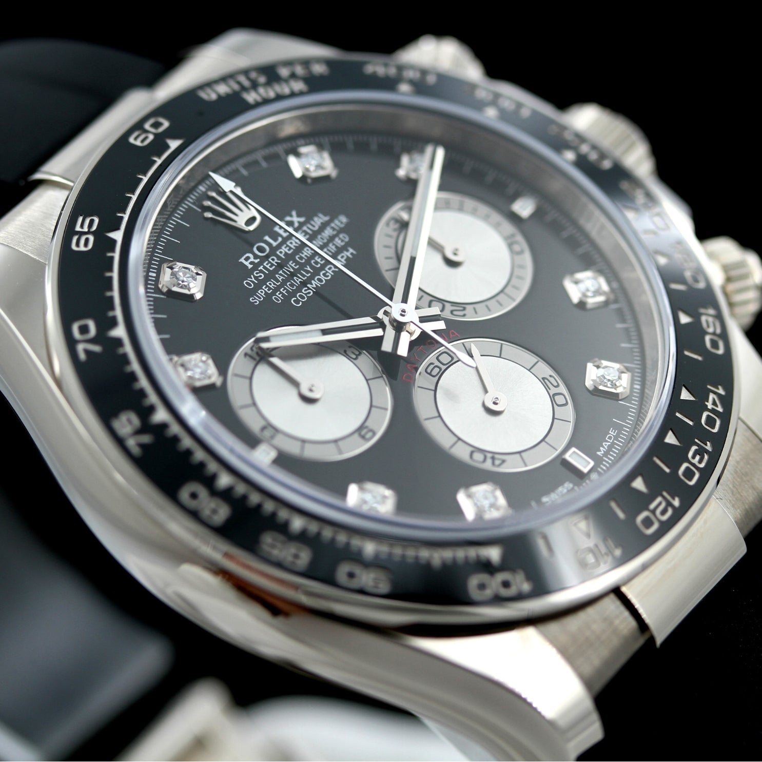 Rolex Daytona 40, Weißgold, Brillantbesatz, black Dial, Ref. 126519LN, 2024, B+P - LUXUHRIA