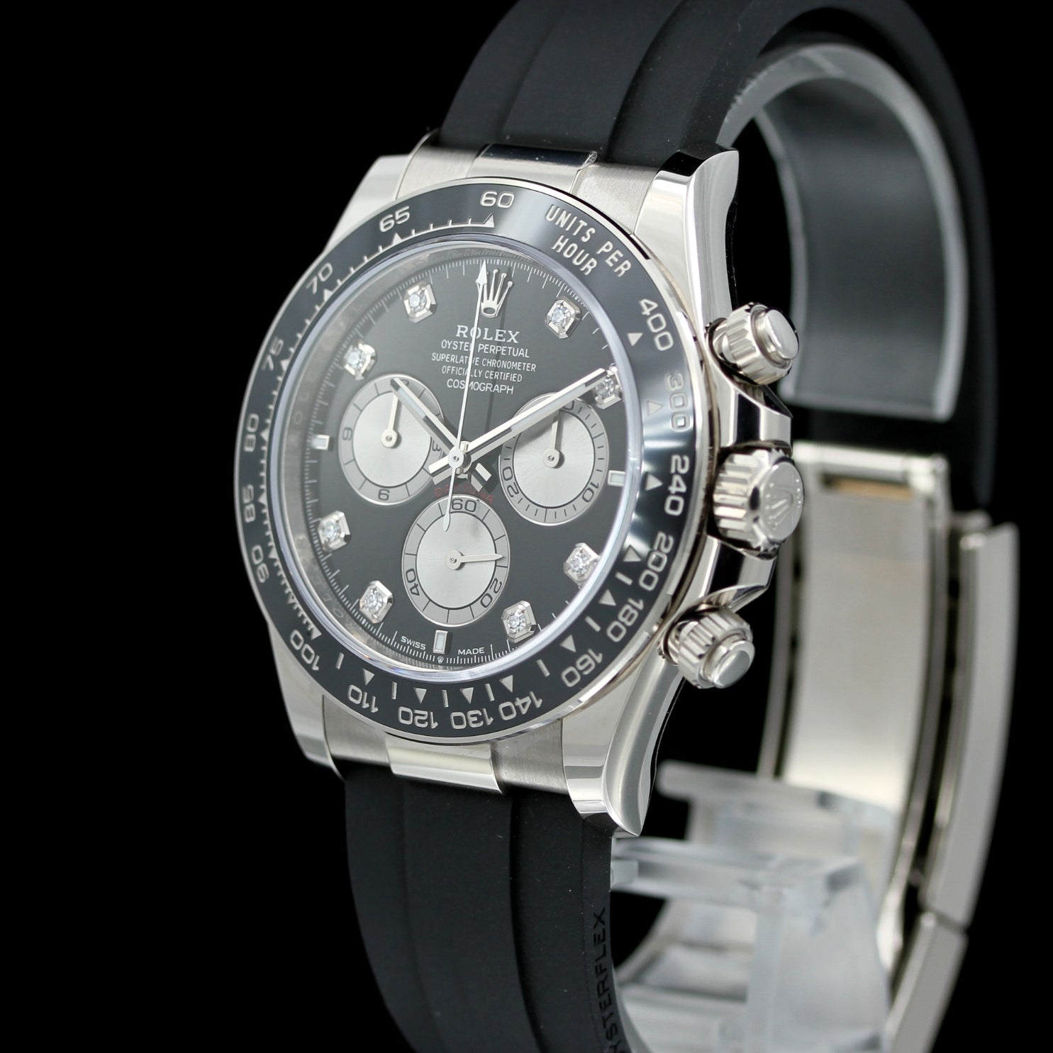 Rolex Daytona 40, Weißgold, Brillantbesatz, black Dial, Ref. 126519LN, 2024, B+P - LUXUHRIA