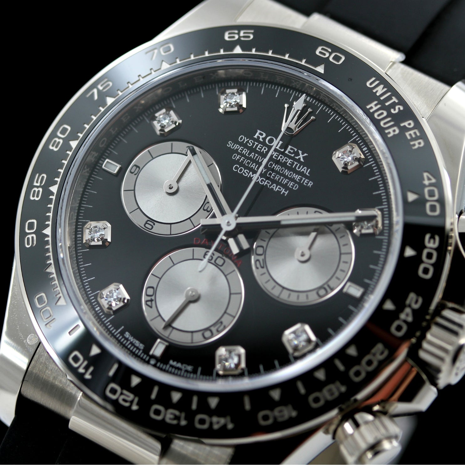 Rolex Daytona 40, Weißgold, Brillantbesatz, black Dial, Ref. 126519LN, 2024, B+P - LUXUHRIA