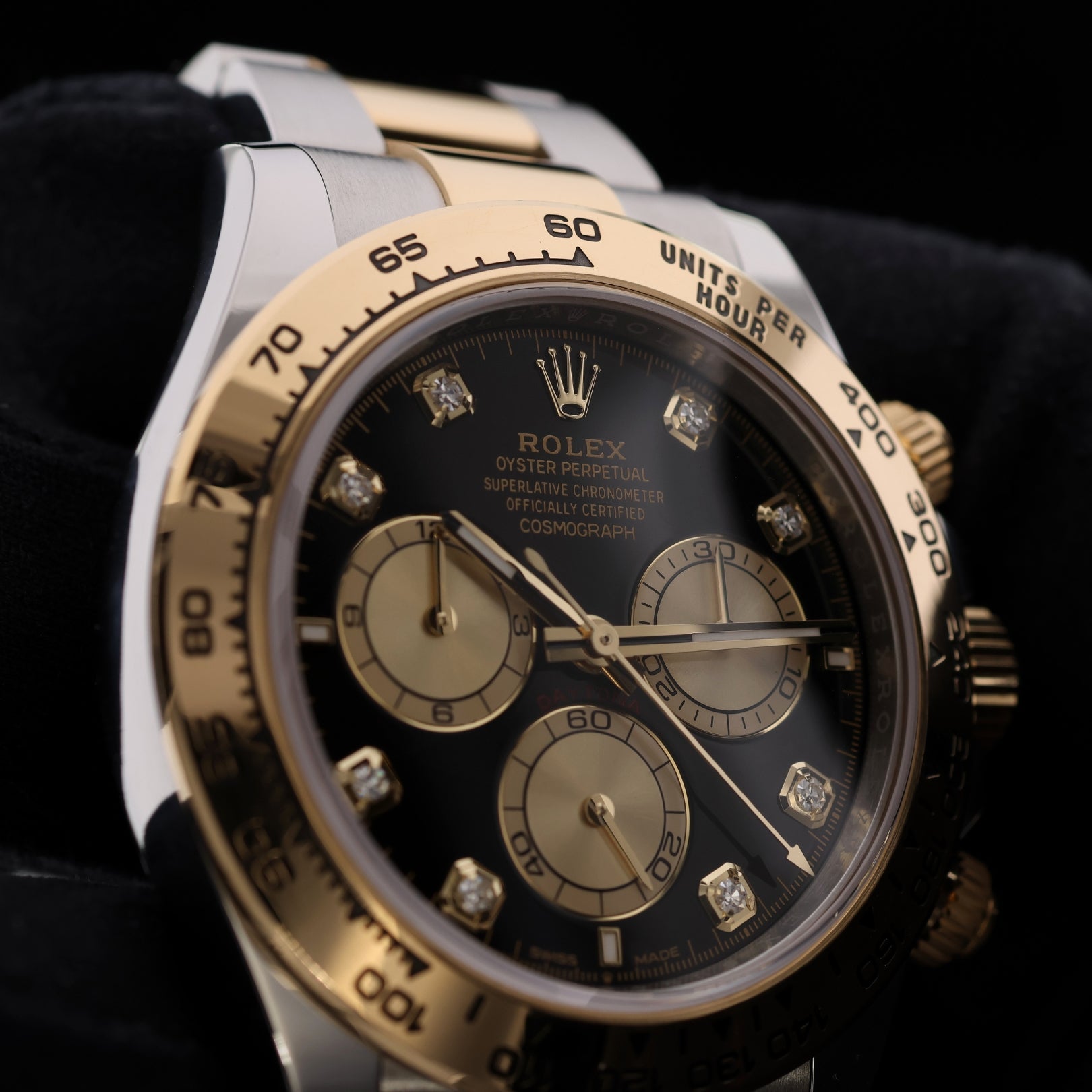 Rolex Daytona, Black Diamond Dial, Gold/Stahl, LC - 100, Ref. 126503, 2025, B+P - LUXUHRIA