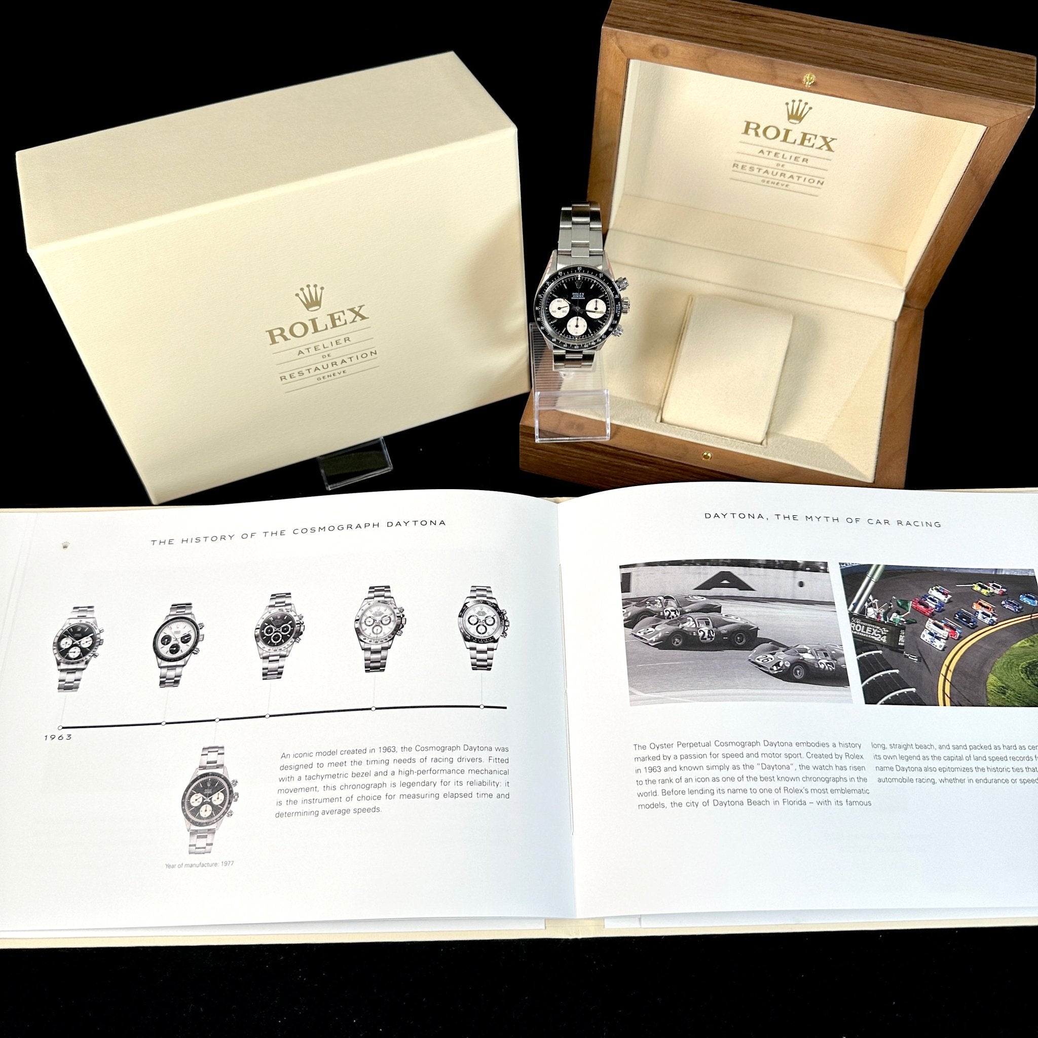 Rolex Daytona Vintage Chronograph aus 1977, Ref. 6263, Rolex - Service 2020 und Service - Buch von ROLEX - LUXUHRIA