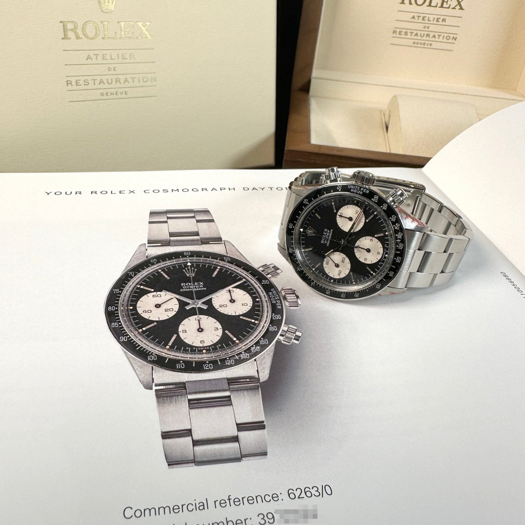 Rolex Daytona Vintage Chronograph aus 1977, Ref. 6263, Rolex - Service 2020 und Service - Buch von ROLEX - LUXUHRIA