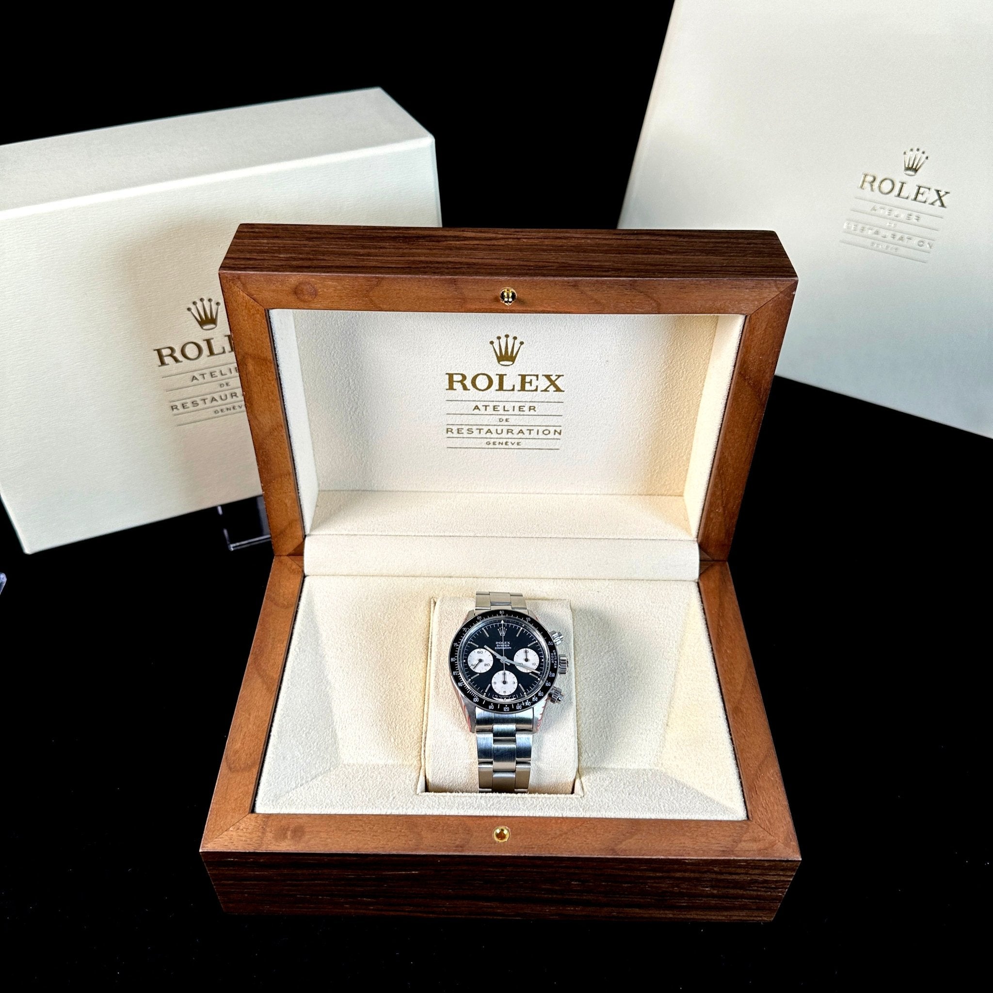 Rolex Daytona Vintage Chronograph aus 1977, Ref. 6263, Rolex - Service 2020 und Service - Buch von ROLEX - LUXUHRIA