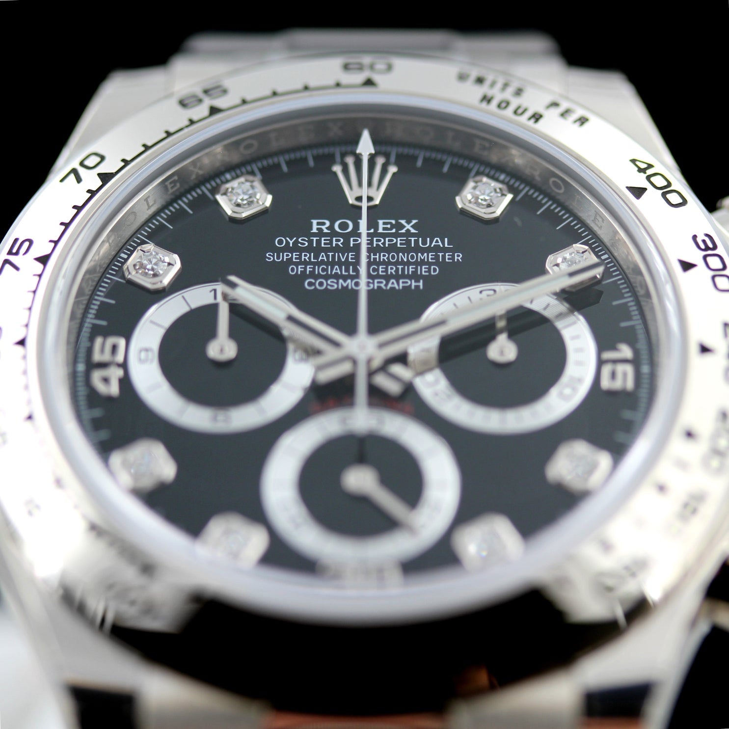 Rolex Daytona, Weißgold, Brillant Zifferblatt, full Stikers, Ref. 116509, 2021/ungetragen, B+P - LUXUHRIA