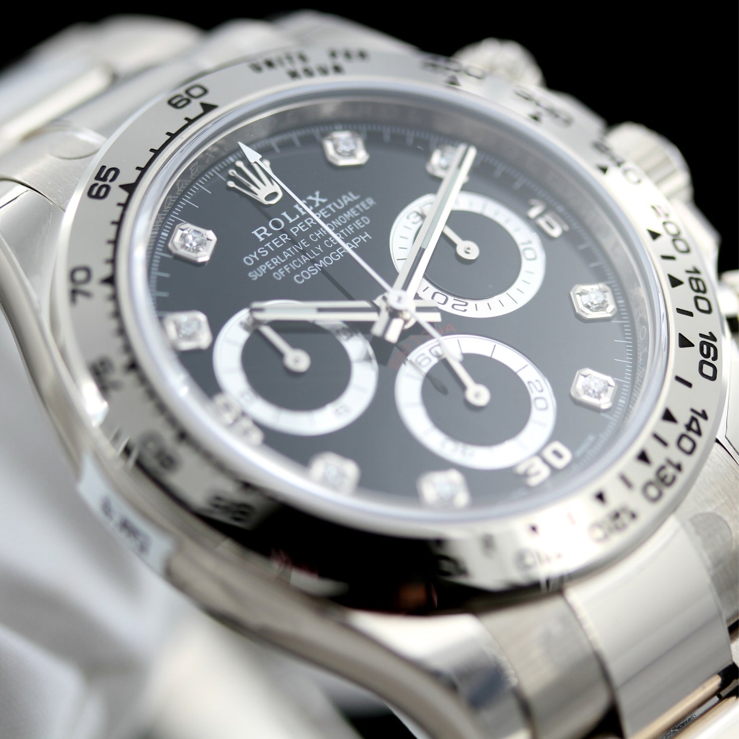 Rolex Daytona, Weißgold, Brillant Zifferblatt, full Stikers, Ref. 116509, 2021/ungetragen, B+P - LUXUHRIA