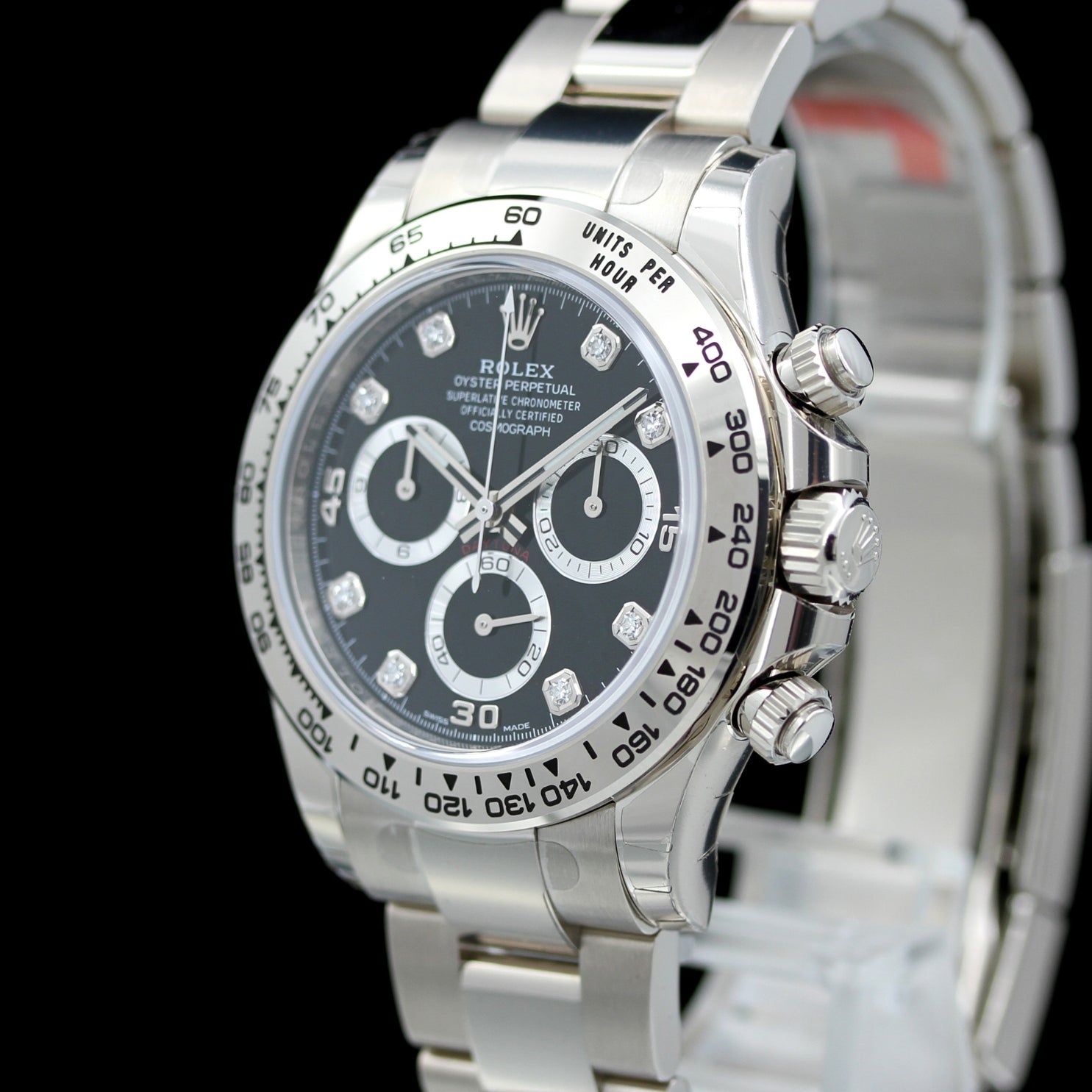 Rolex Daytona, Weißgold, Brillant Zifferblatt, full Stikers, Ref. 116509, 2021/ungetragen, B+P - LUXUHRIA