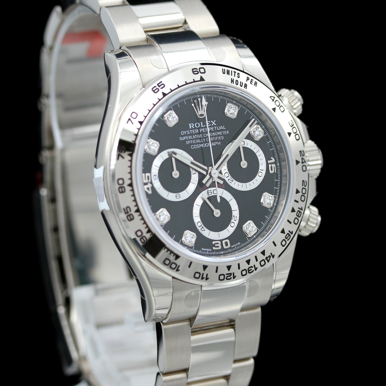 Rolex Daytona, Weißgold, Brillant Zifferblatt, full Stikers, Ref. 116509, 2021/ungetragen, B+P - LUXUHRIA