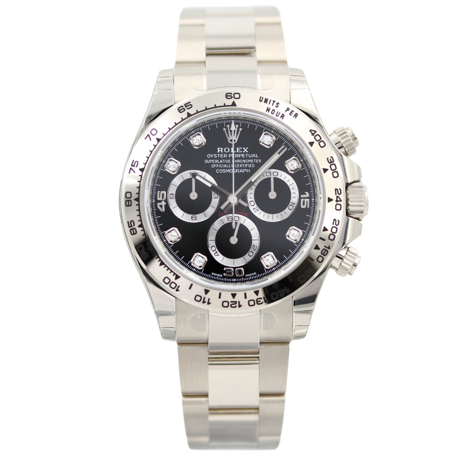 Rolex Daytona, Weißgold, Brillant Zifferblatt, full Stikers, Ref. 116509, 2021/ungetragen, B+P - LUXUHRIA