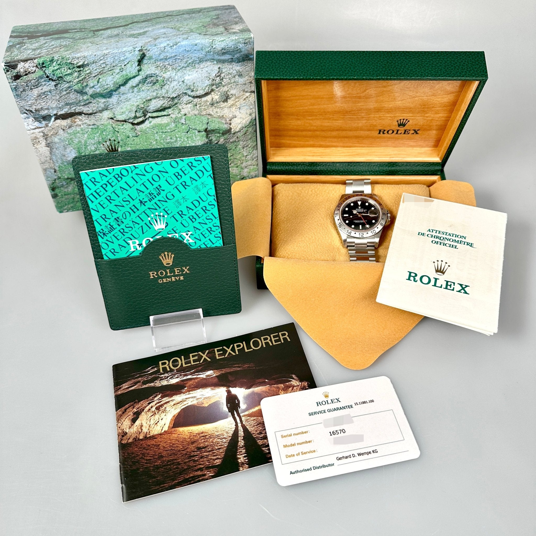 Rolex Explorer 40 mm, black, schwarz, LC100/DE, Ref. 16570, B+P - LUXUHRIA