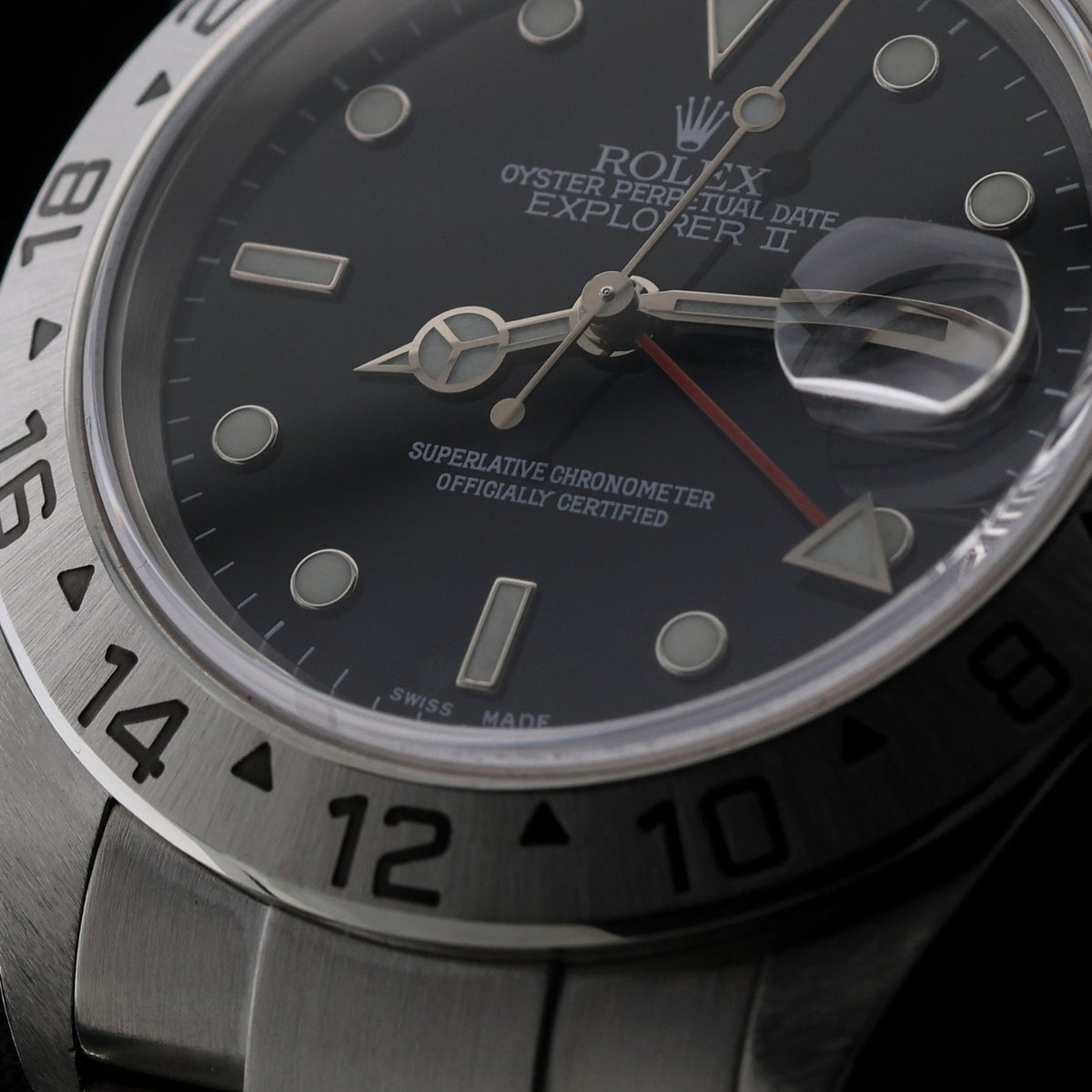 Rolex Explorer II, Black Dial, Edelstahl, Service 2020, Ref. 16570, 06-2004, B+P - LUXUHRIA