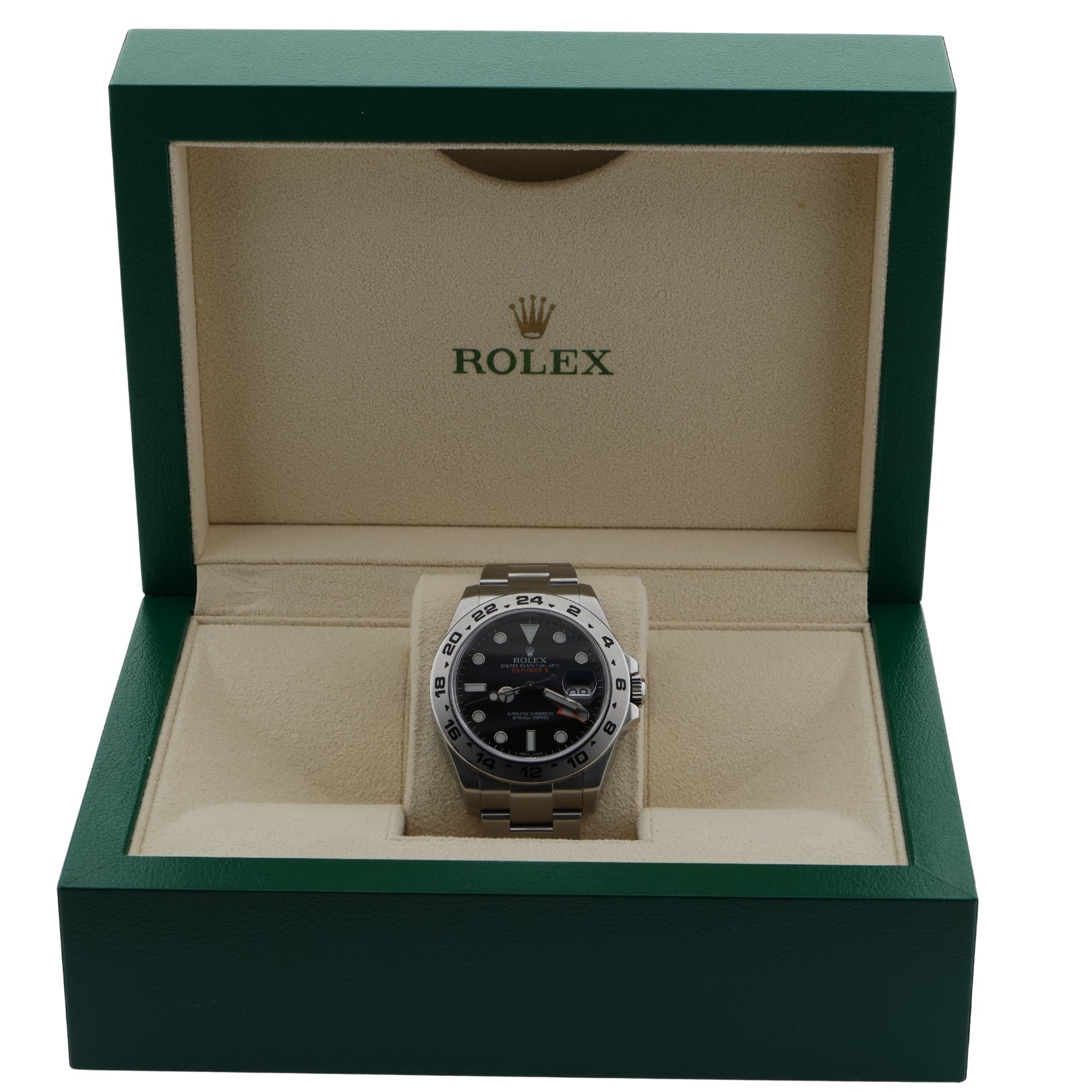 Rolex Explorer II, Black Dial, Rolex Service 2025, LC100, Ref. 216570, 2014, B+P - LUXUHRIA