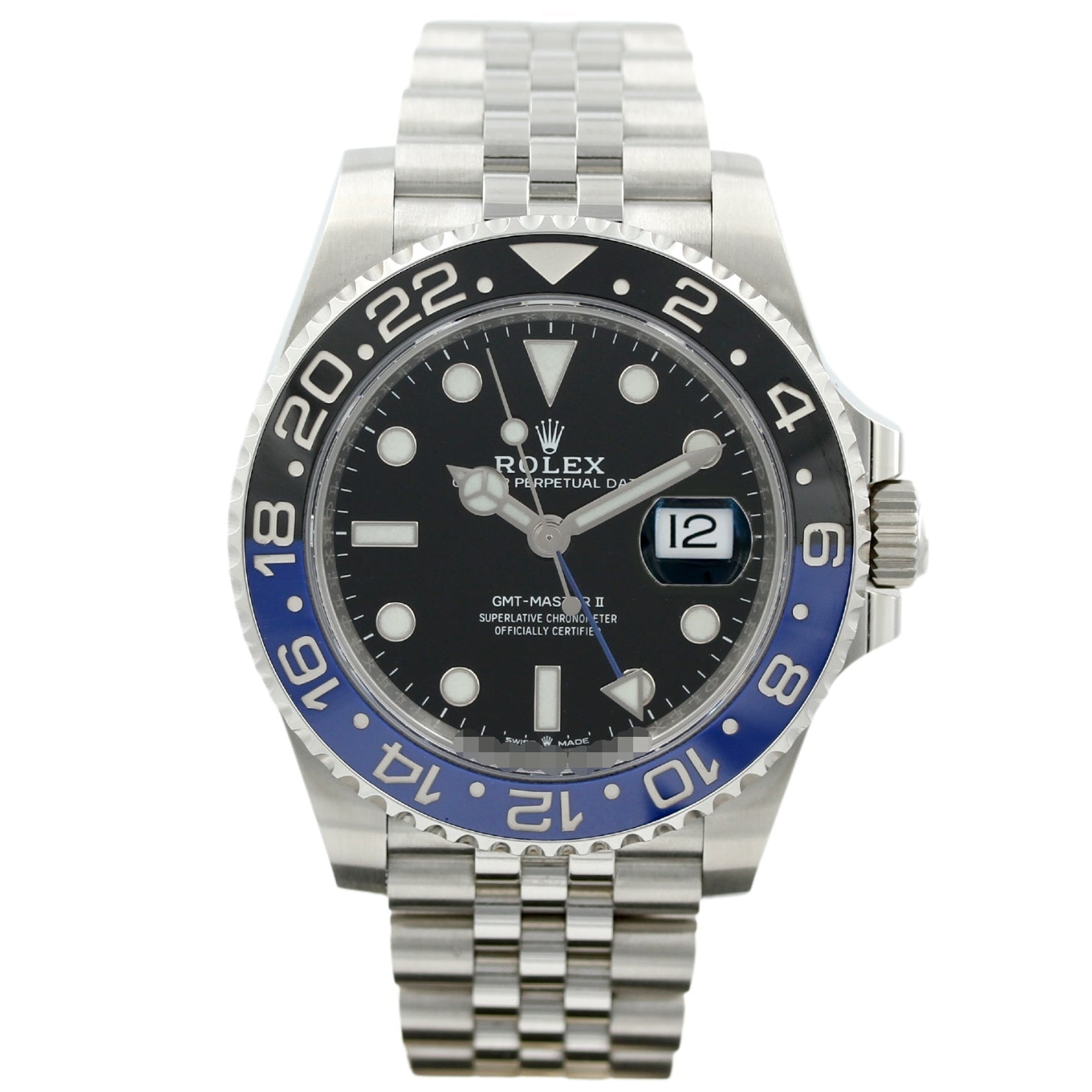 Rolex GMT Master II, "Batman", Jubilee, Ref. 126710BLNR, B+P  12-2023