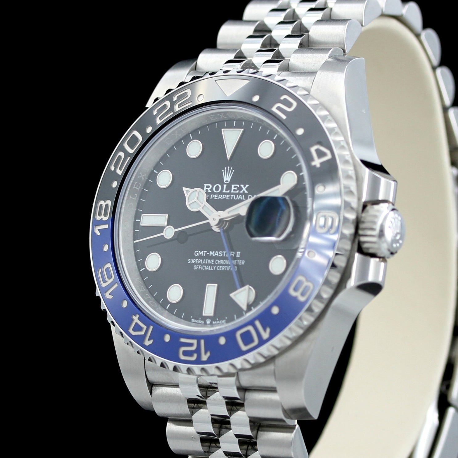 Rolex GMT Master II, "Batman", Jubilee, Ref. 126710BLNR, B+P - LUXUHRIA