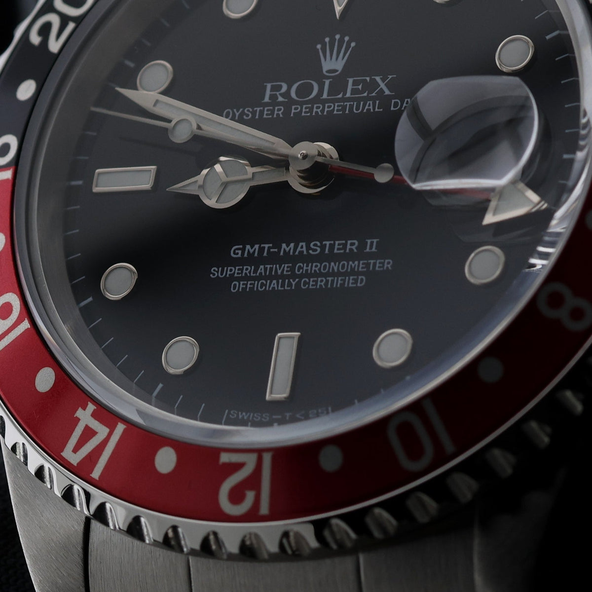 Rolex GMT Master II, "CokeBezel", Oyster, LC100, Erstkaufrechnung, Service 2018, Ref. 16710, 03-1998, B+P - LUXUHRIA