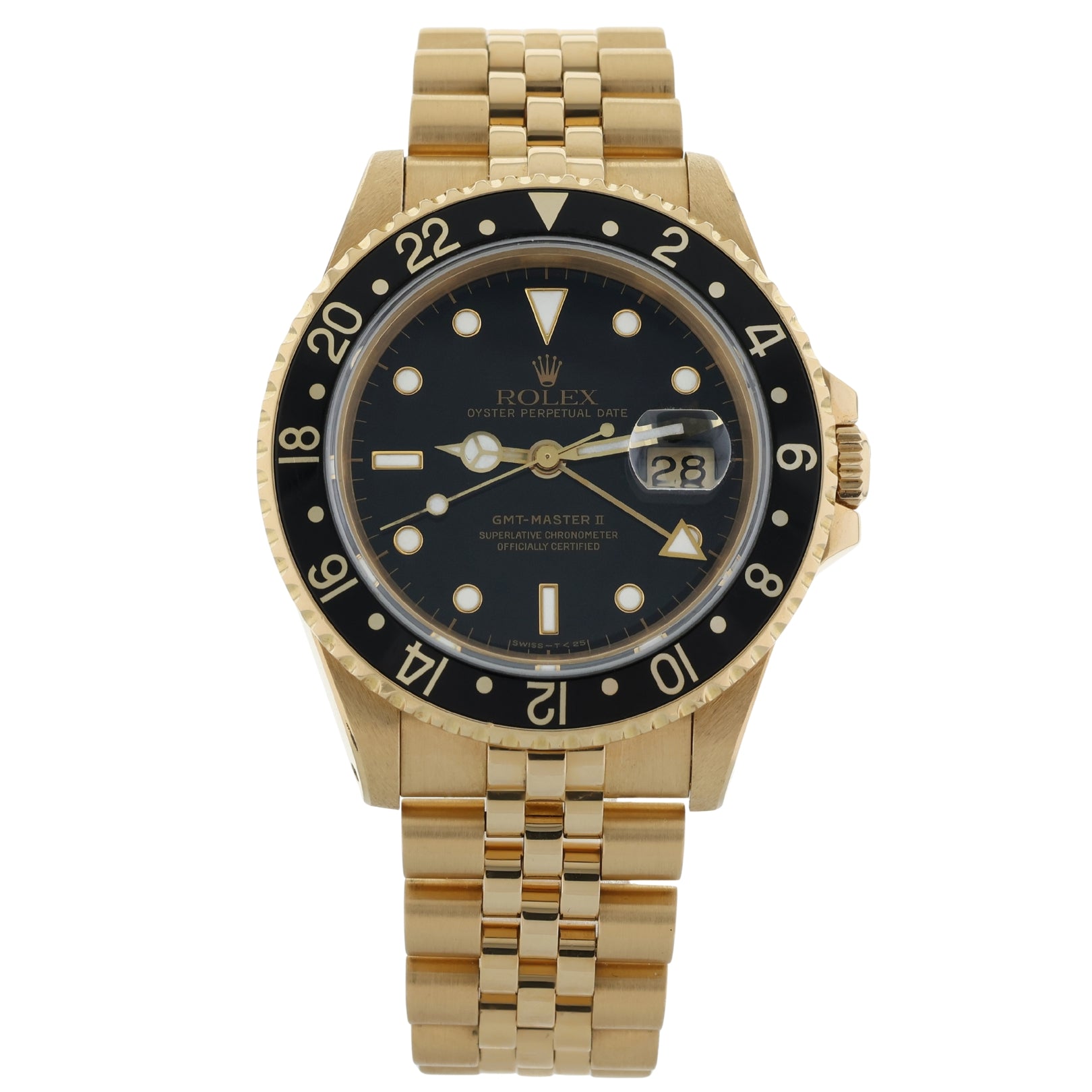 Rolex GMT Master II, Gelbgold, Jubilee, E - Serie, LC100, Ref. 16718, 02 - 1992, B+P - LUXUHRIA